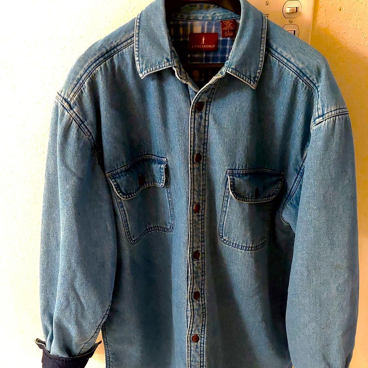 lanesboro flannel lined button down heavy duty denim... Depop