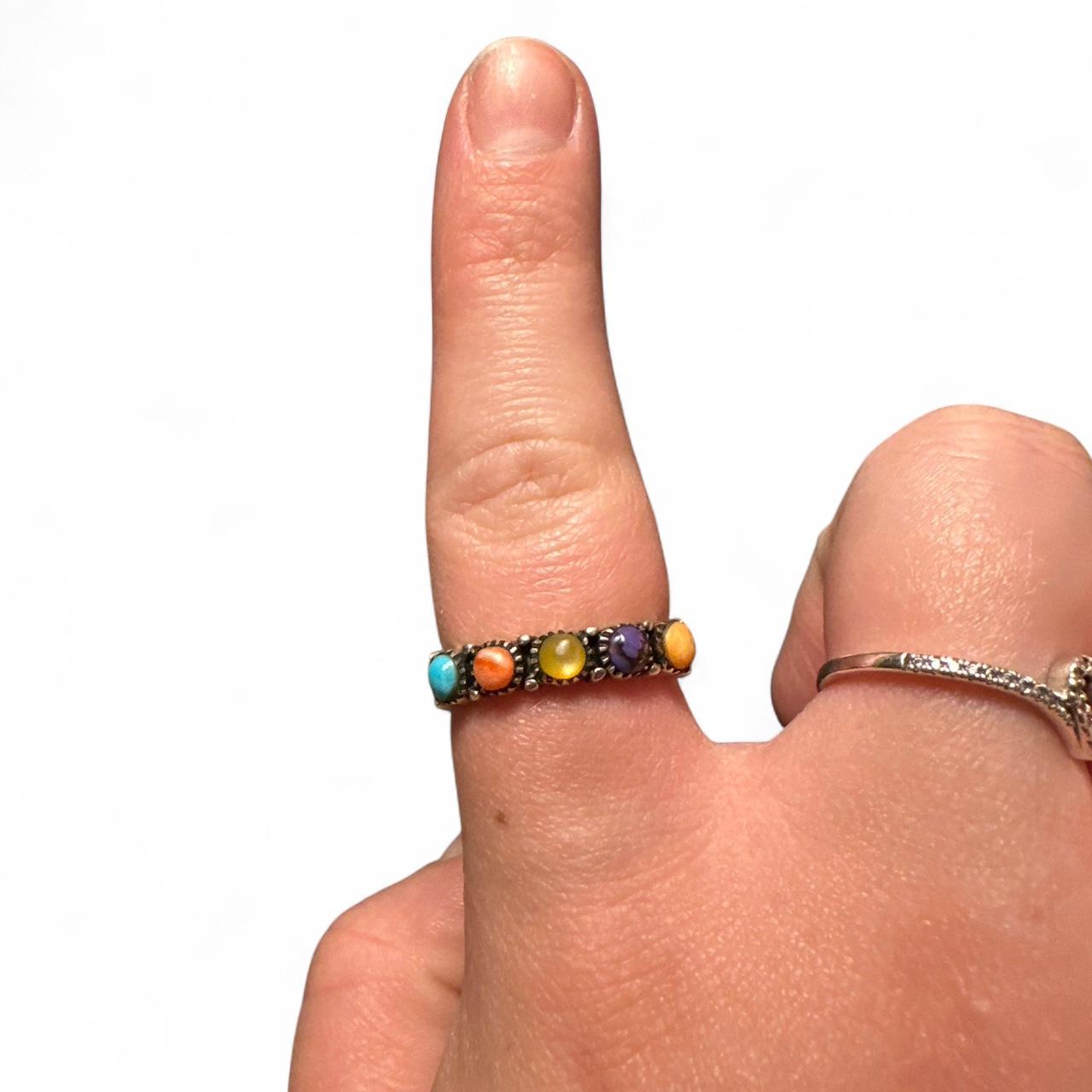 Women's Ring - Multi/Silver – Multi-coloured bead… - image 1