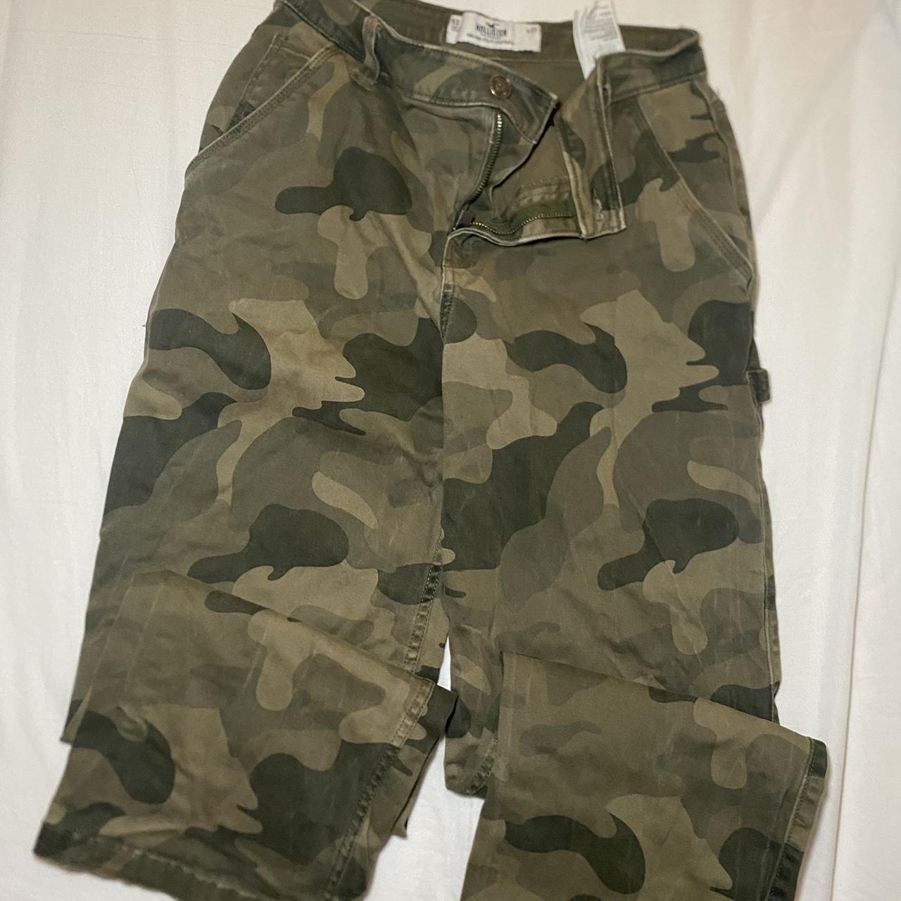 Hollister camo cargo pants high rise utility dad... Depop
