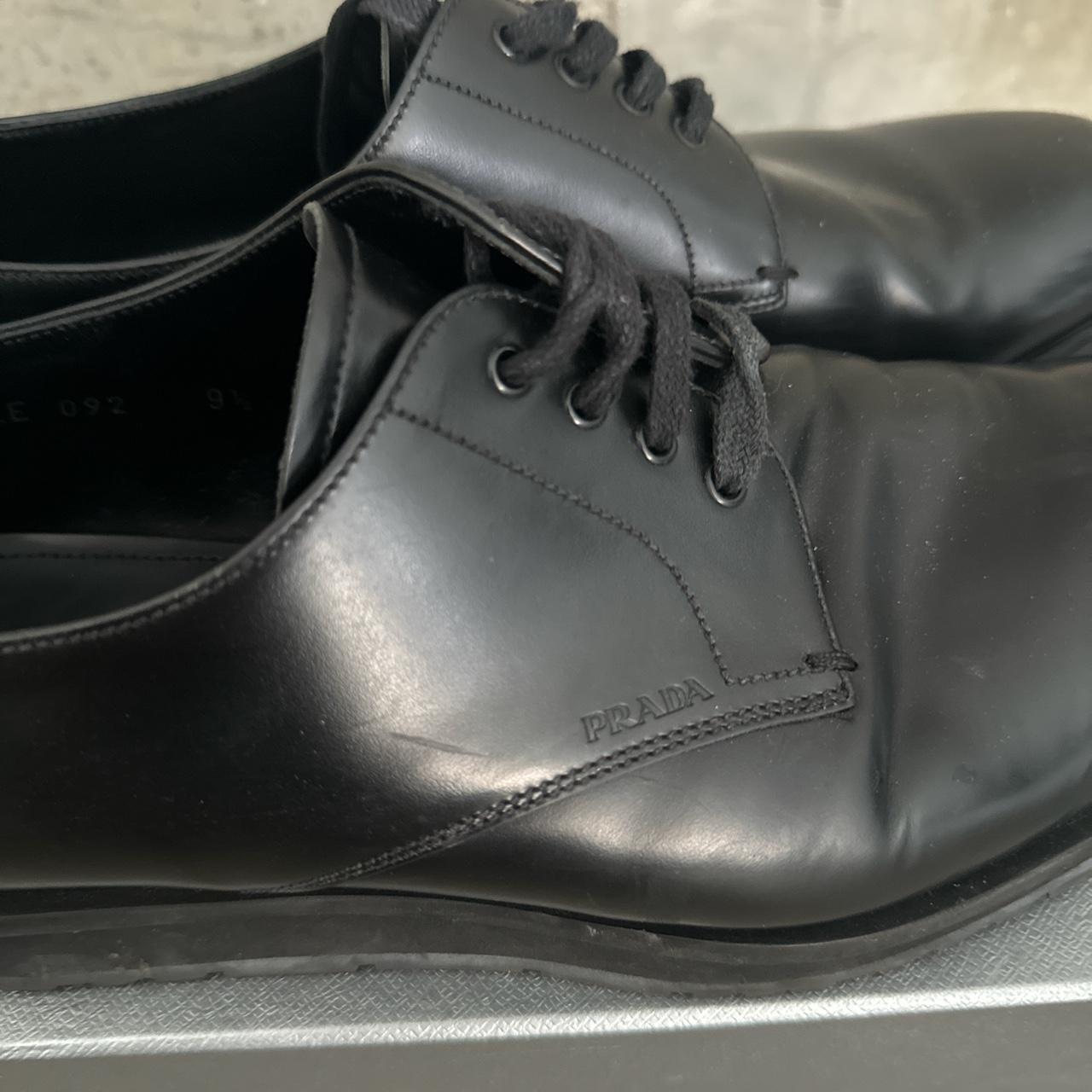 Prada black leather dress shoe sz 9 With box - Depop