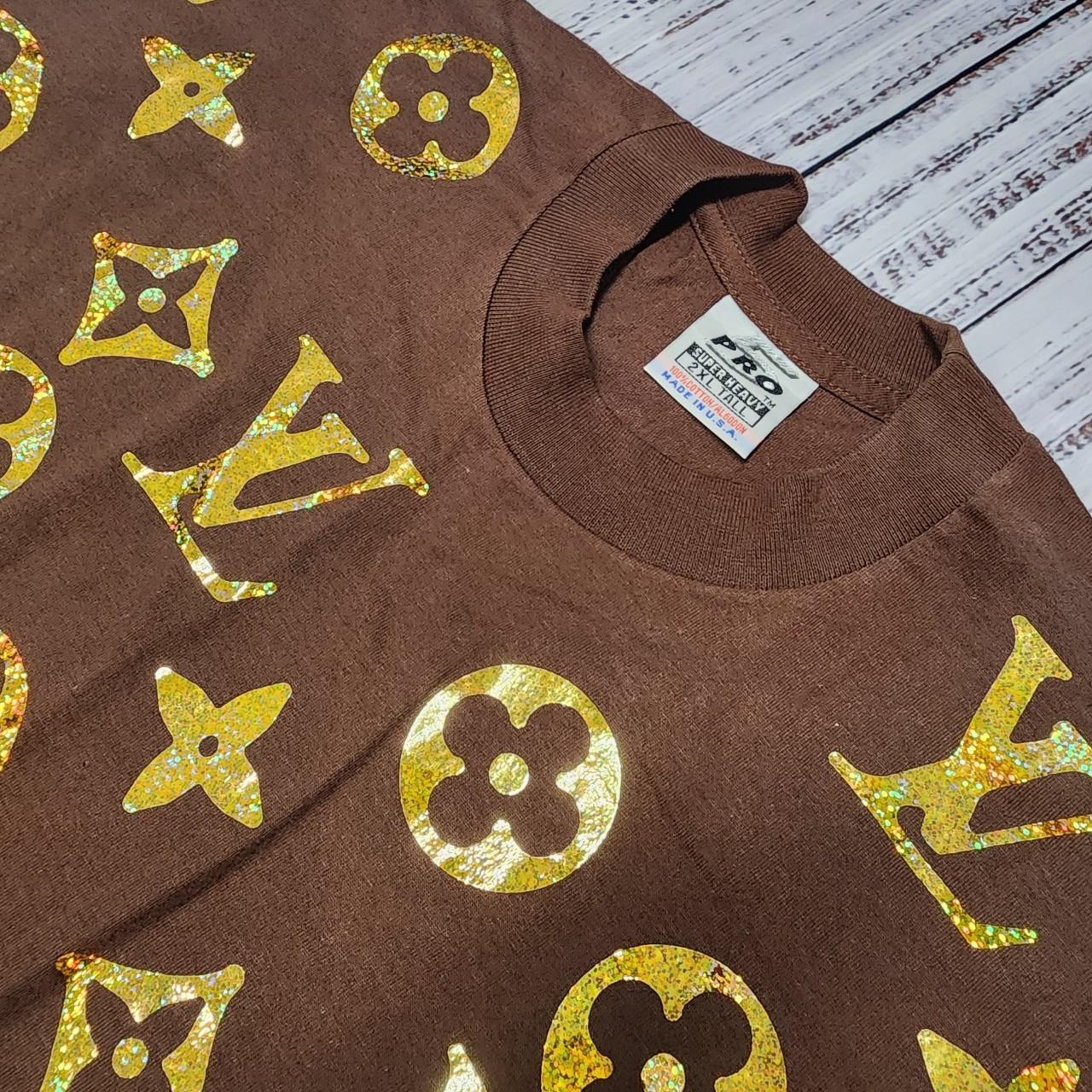 Custom Brown LV shiny logo brown Pro 5 shirt, it is... | Depop