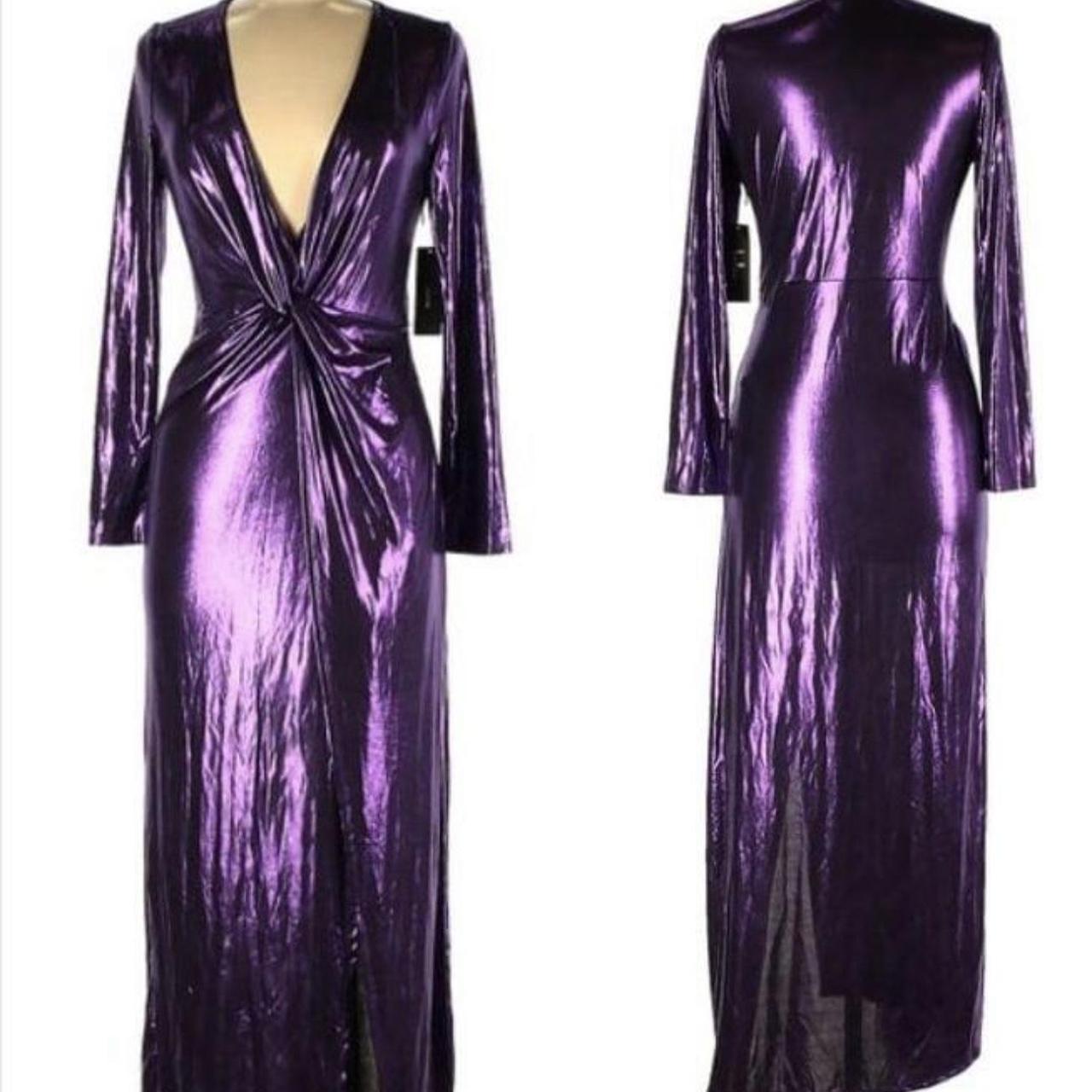 liquid metalic shine purple disco dress NWT: Depop
