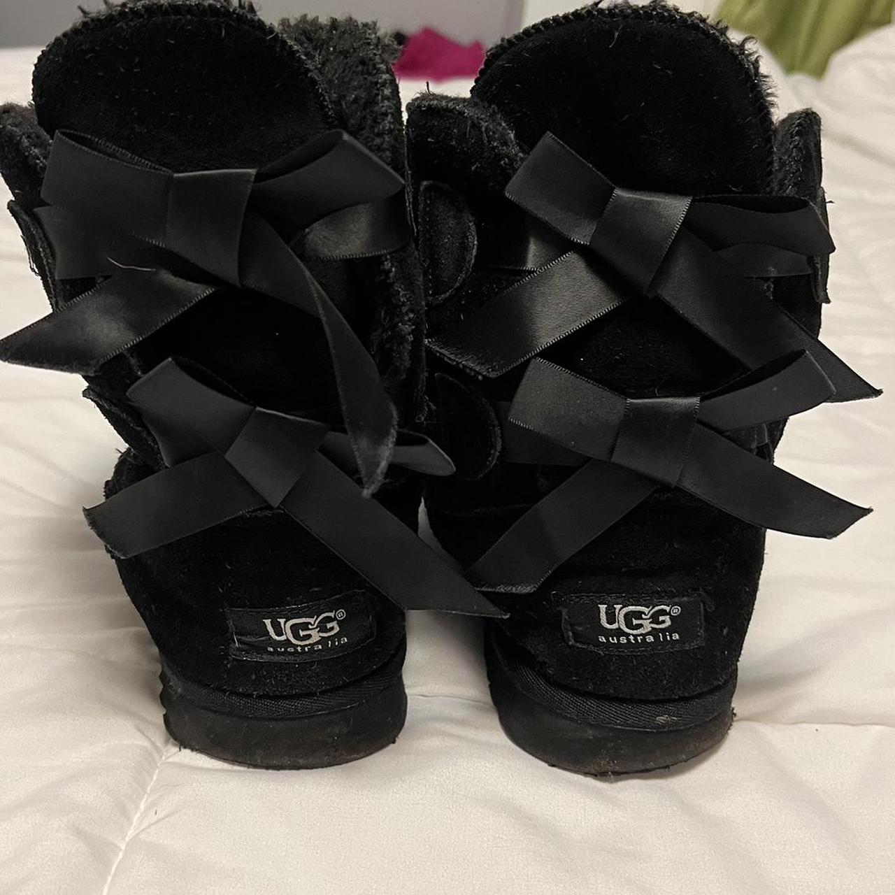 Black bow tie uggs - Depop