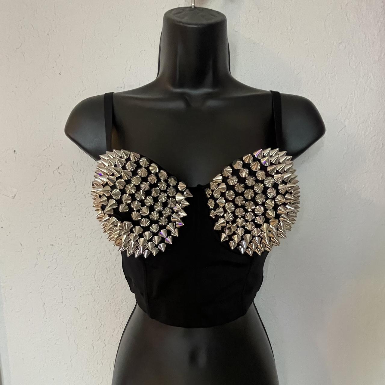 🕷️. spiked corset bra 🕷️. size m 🕷️. $40 plus $5... - Depop