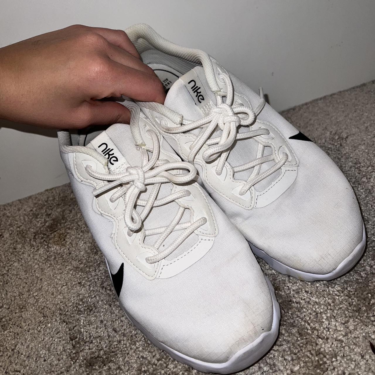 White Nike trainers Worn a few times still in good... - Depop