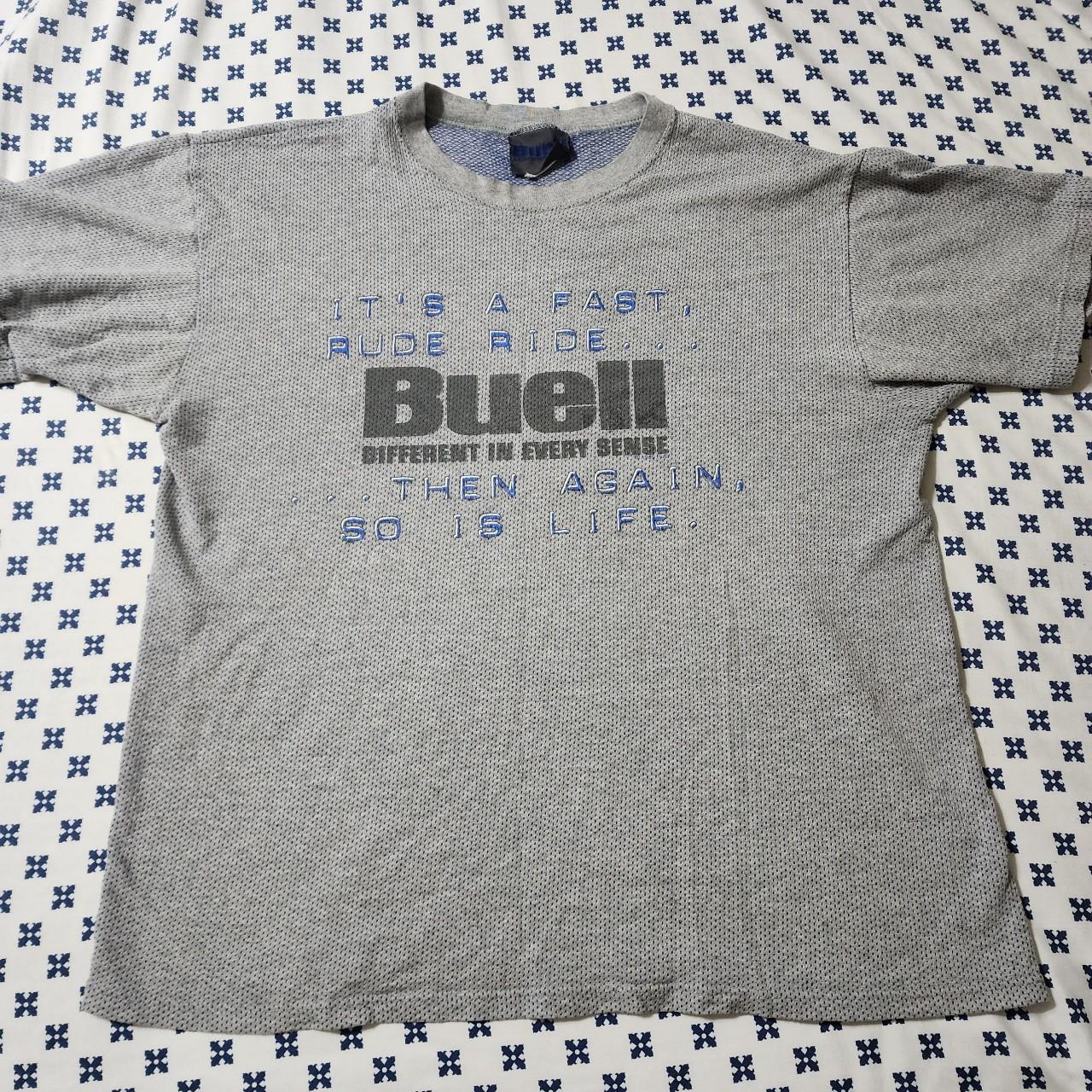 Buell Motorcycles Vintage 90s T Shirt Large Grey Depop