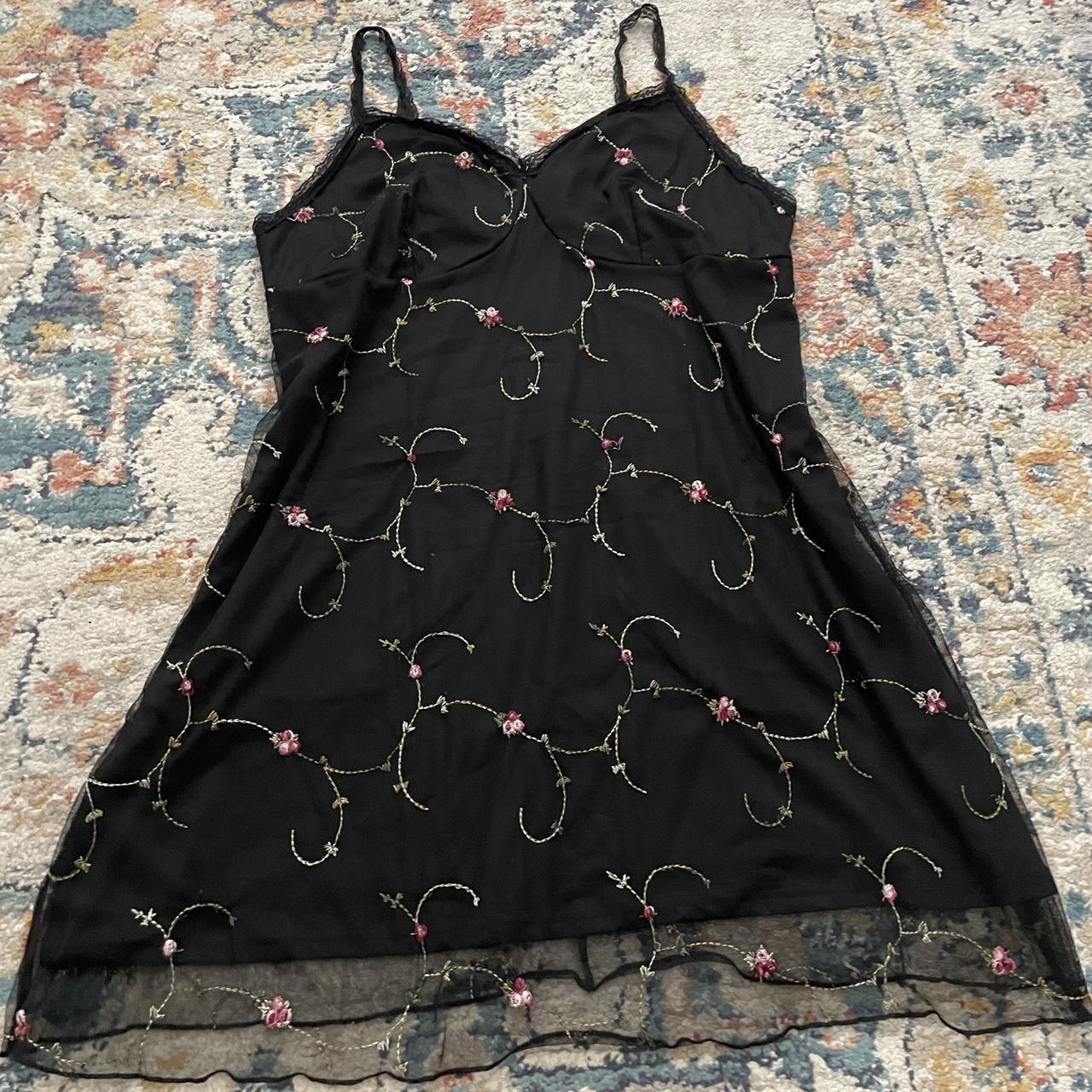 Shein Plus Size Black Floral embroidered mesh lace... - Depop