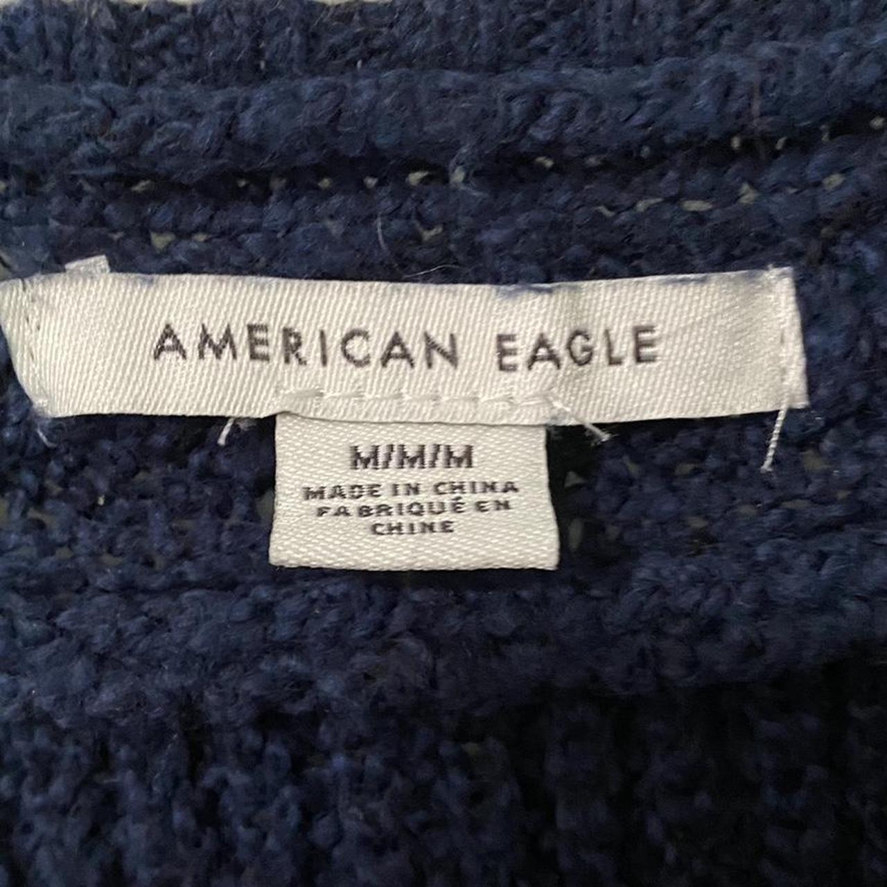 American Eagle Women's White and Navy Jumper | Depop