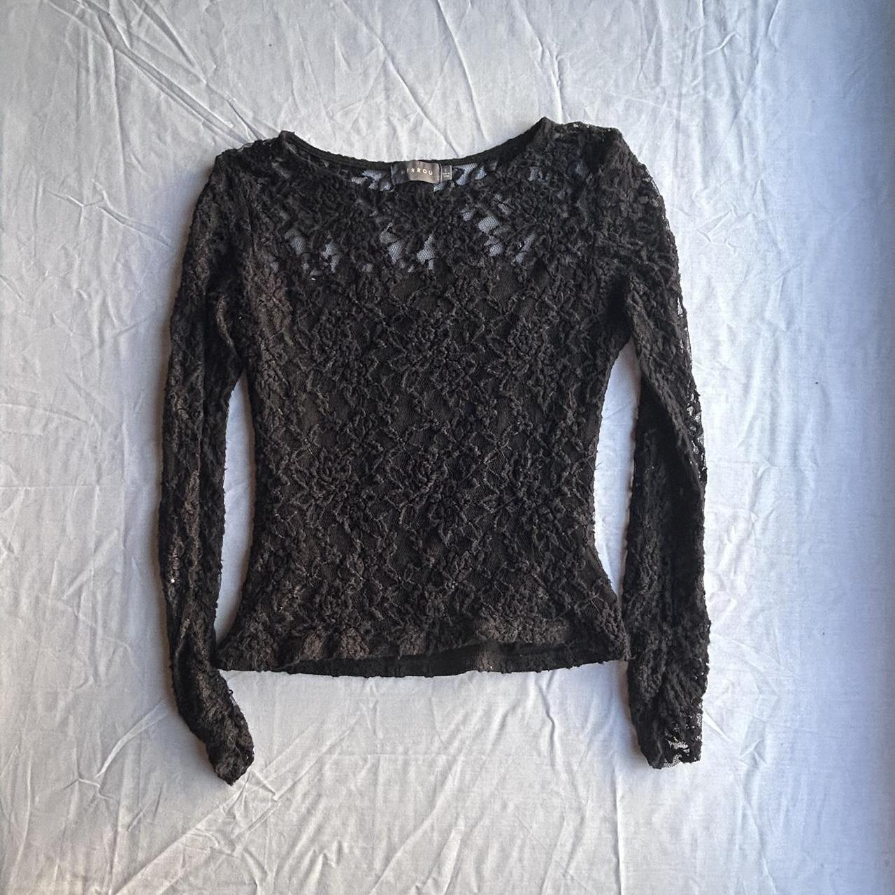 Black Mirrou long sleeve lace top Good condition... - Depop