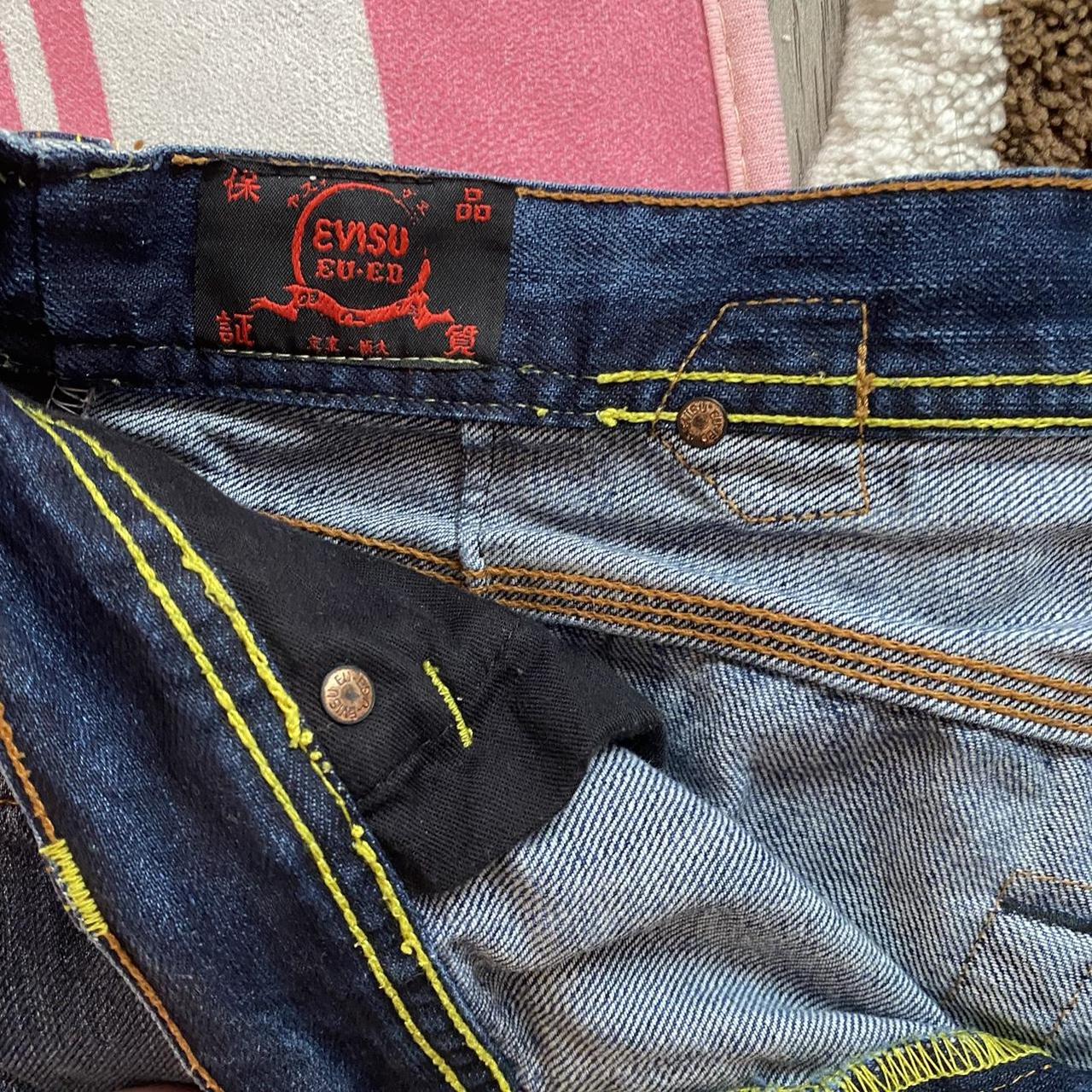 Evisu Men's Yellow and Blue Jeans | Depop