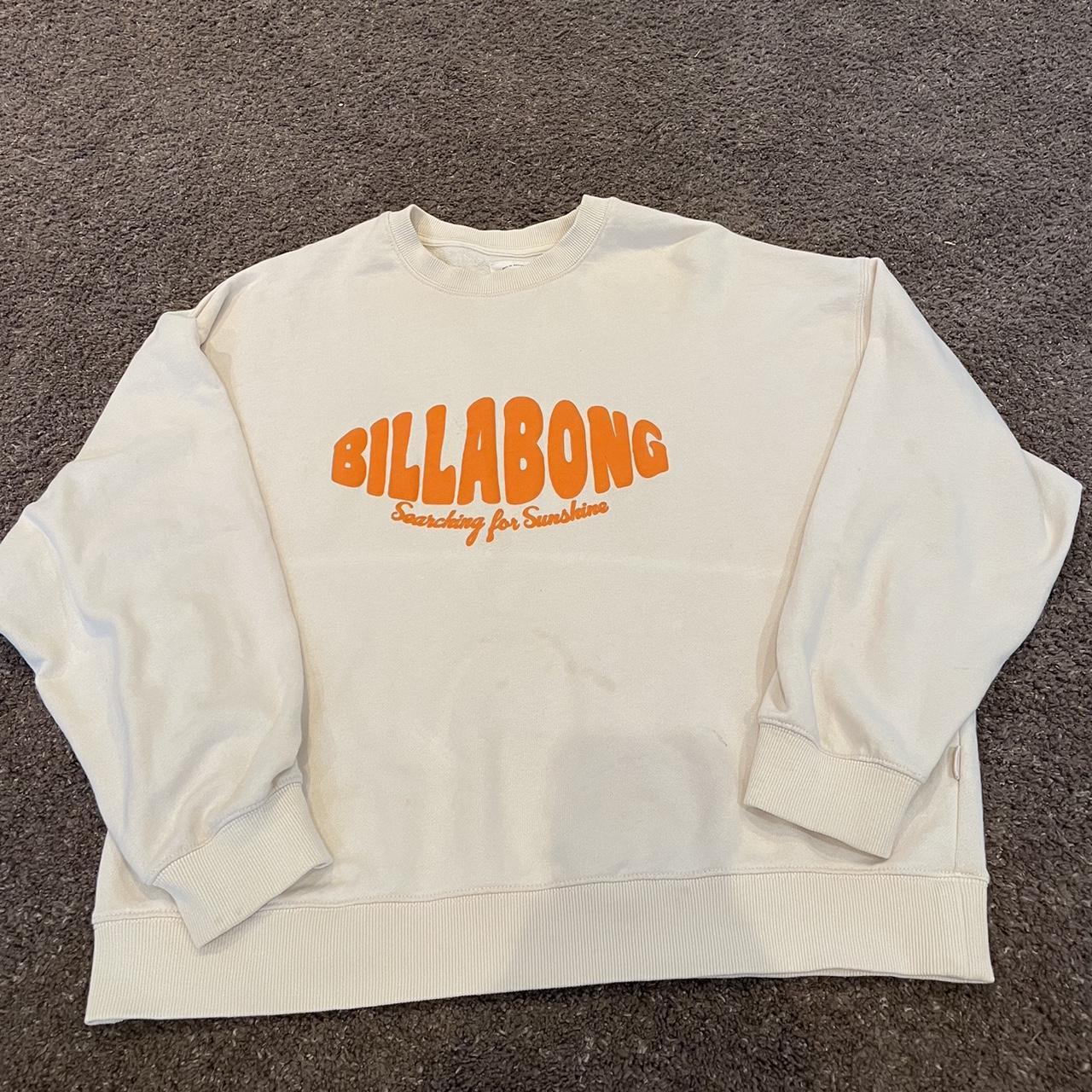 Billabong jumper Cream and orange Size S loose fit... - Depop