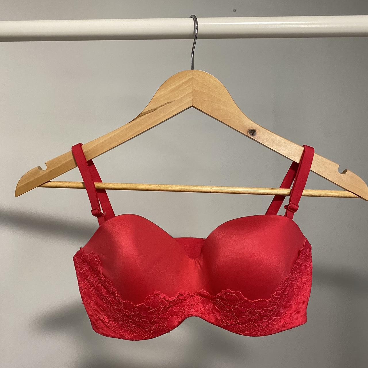 Victoria Secret Red Lace Bra Can Be Strapless 32dd Depop