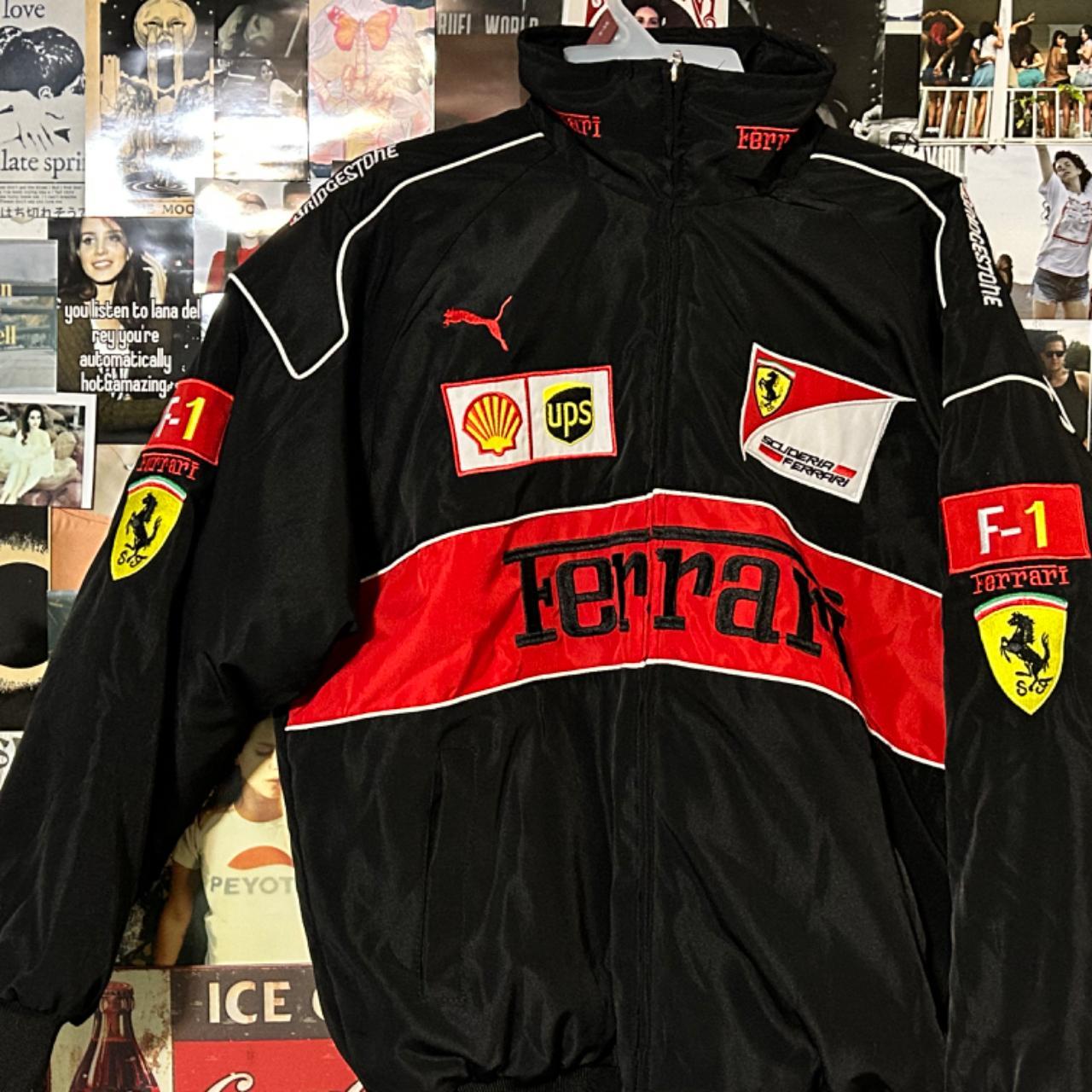 Vintage Racer Ferrari Jacket -BLACK -SMALL WORN ONCE - Depop