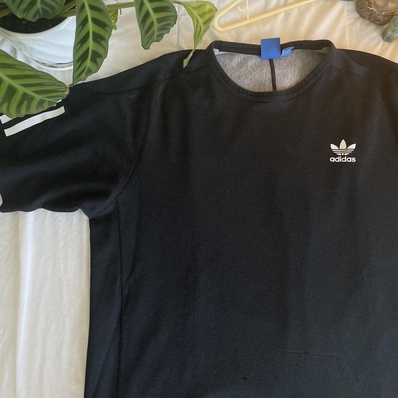 Solid trefoil Adidas oversized black skate shirt!... - Depop