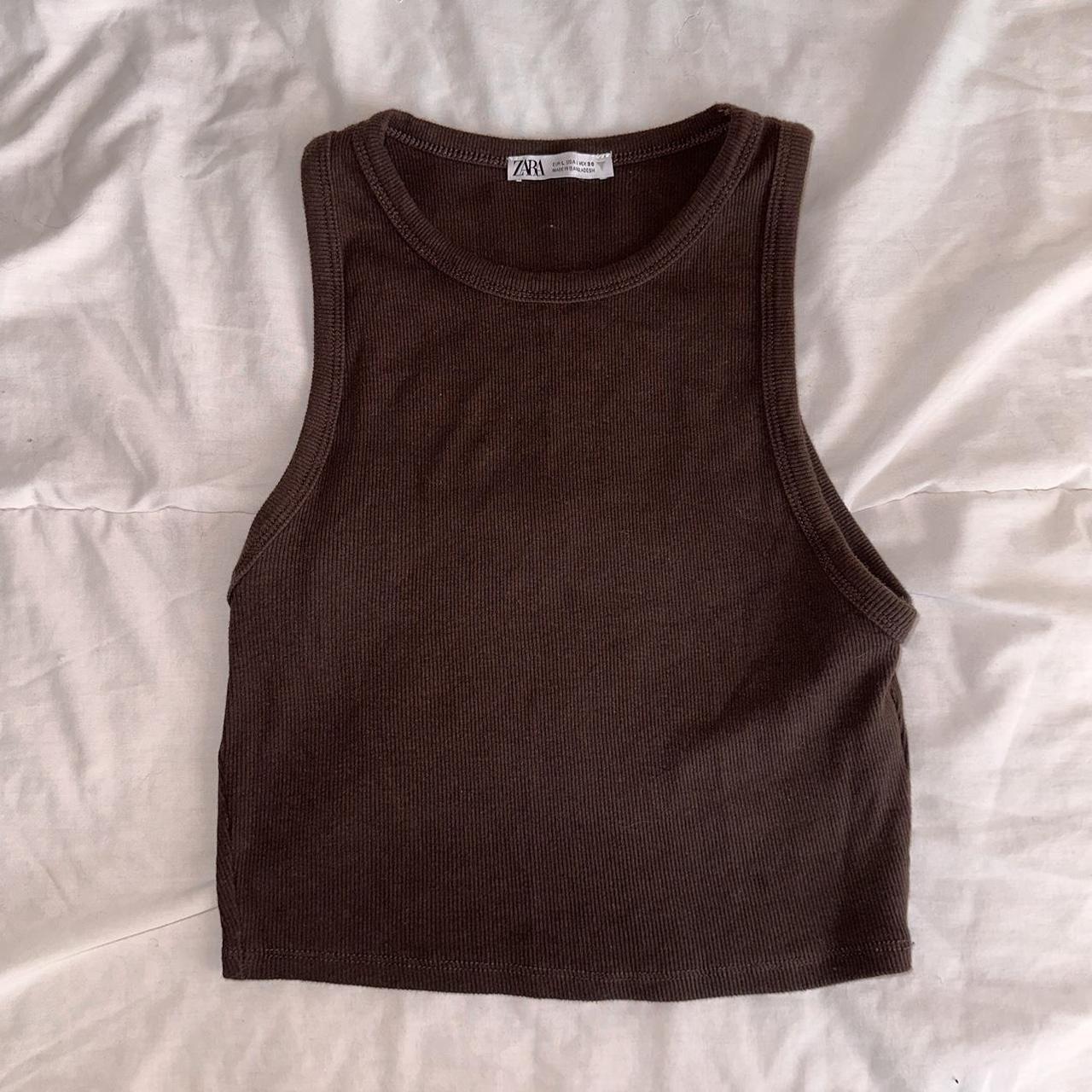 Zara chocolate brown tank top! Cute basic tank.... - Depop