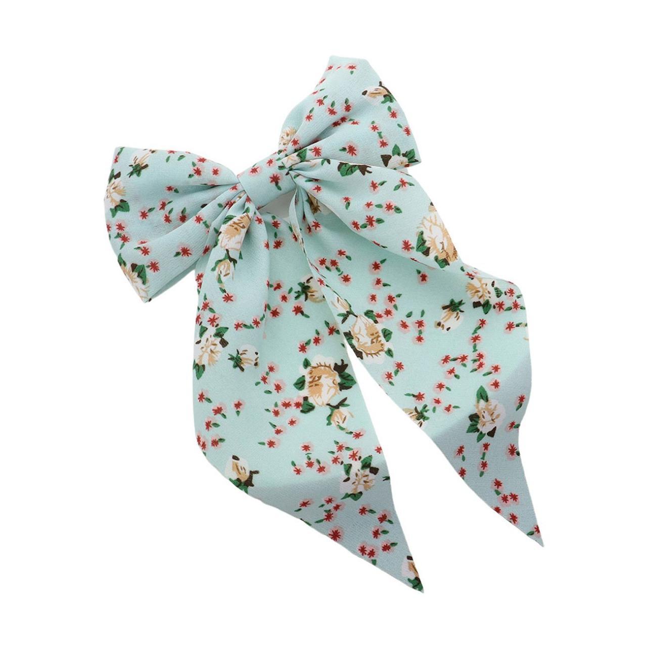 🎀💛🎀BLUE FLORAL PRINT BOW BARRETTE🎀💛🎀 Don't miss our... - Depop