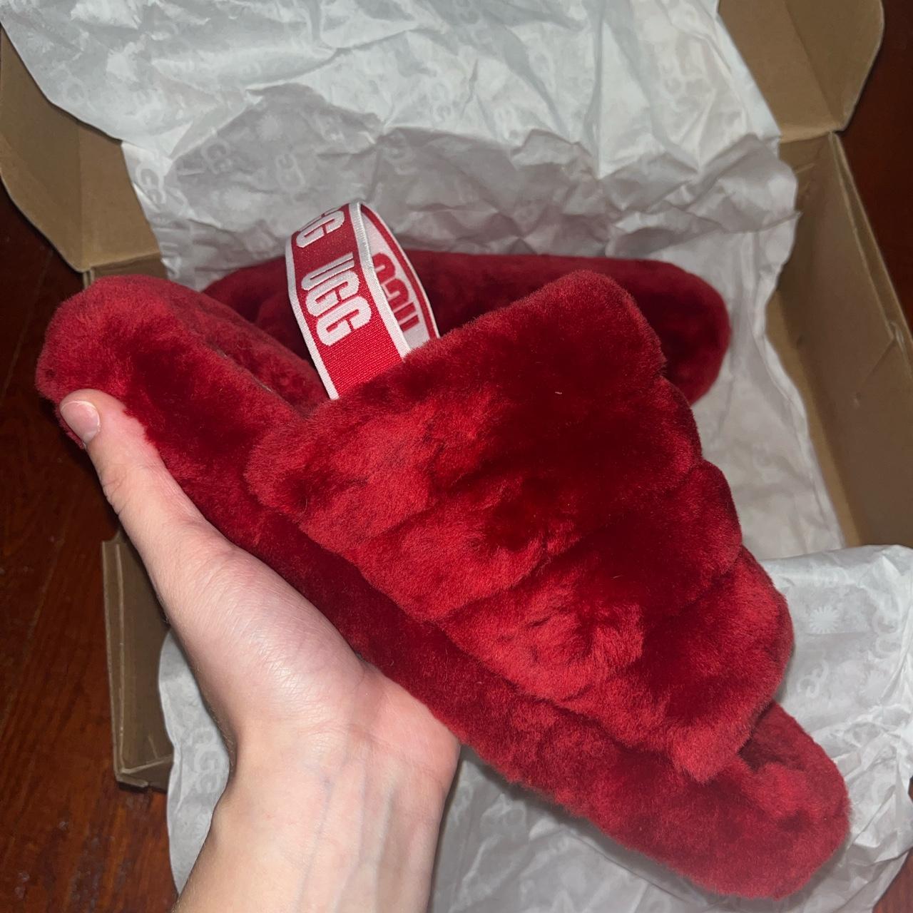 red Ugg Slippers worn once kids 5 fits 6.5 Depop