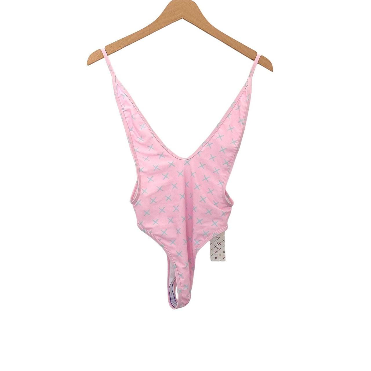 NWT Boutine LA Logo Print Retro One Piece Dusty Pink... - Depop