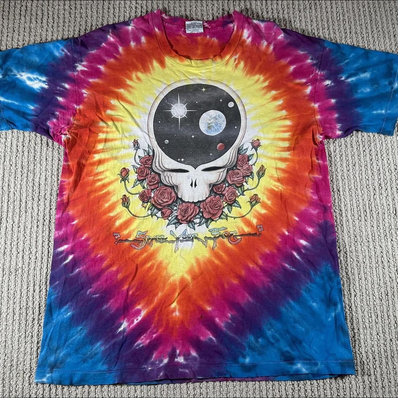 1992 Grateful Dead Space Your Face Liquid Blue Tie Dye Shirt