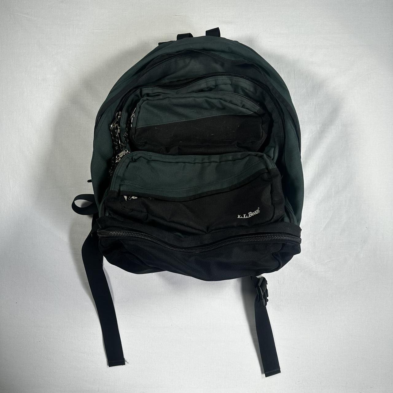 Vintage LL Bean Backpack School Bag Nylon Green... - Depop