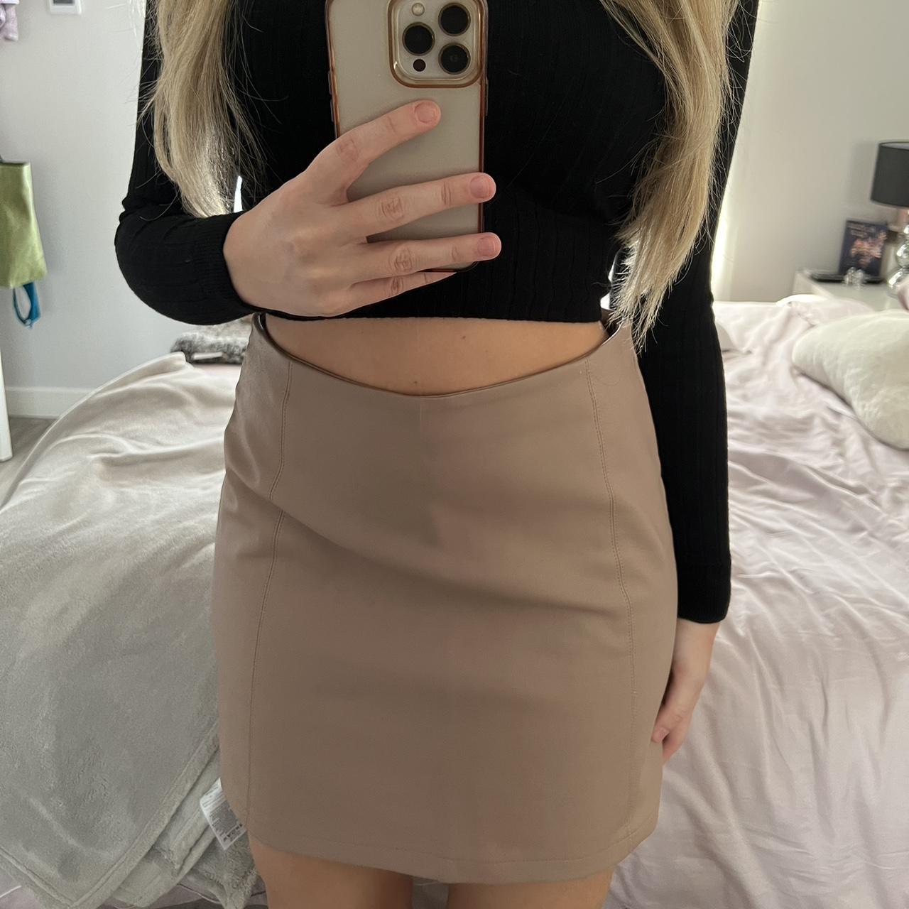 brown leather skirt primark