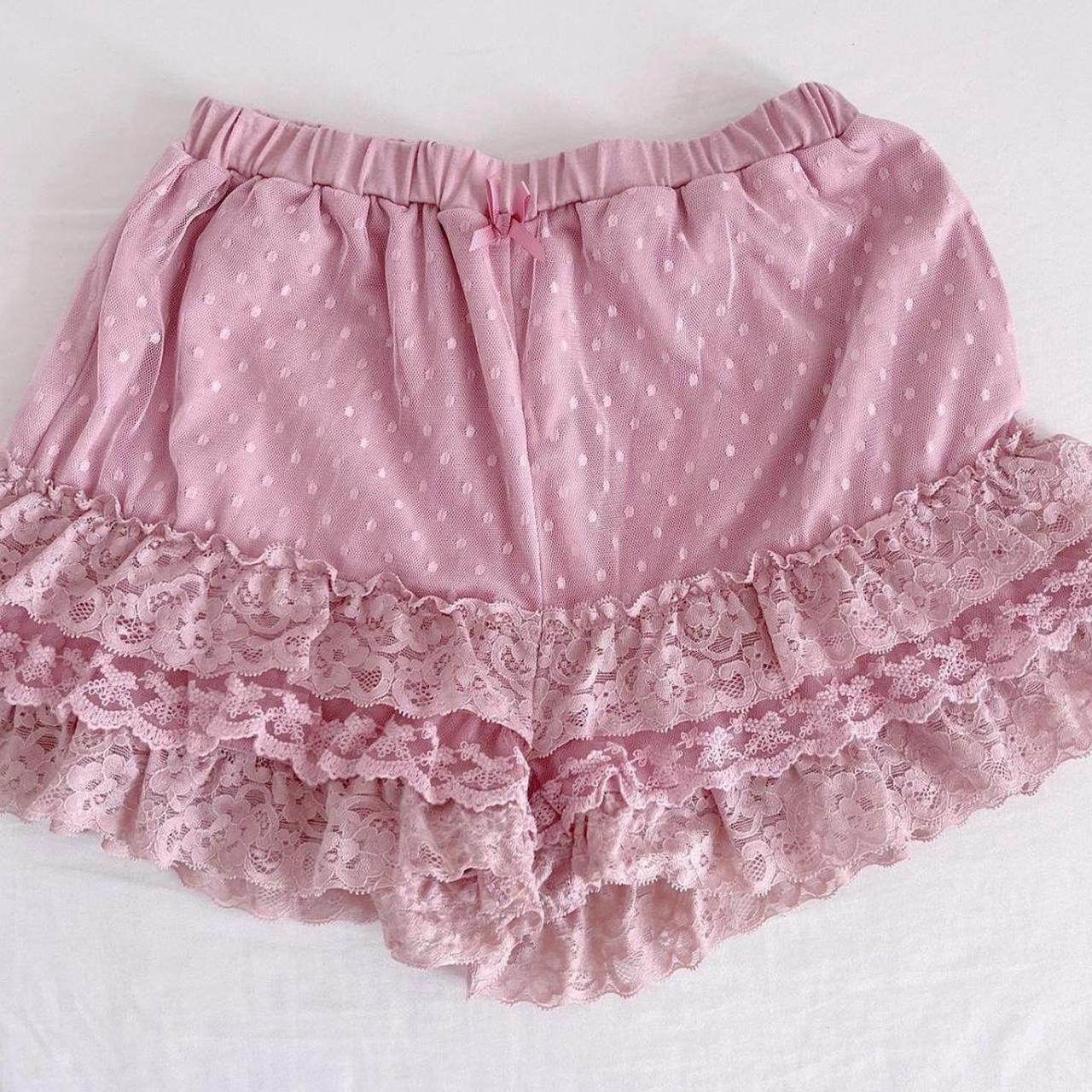 Liz Lisa pink lace bloomers with ruffles and bow !... - Depop