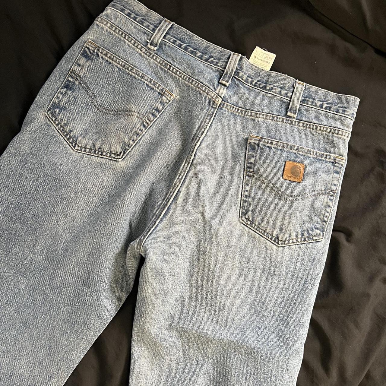 carhartt super baggy jeans size 36x36 but cropped to... - Depop