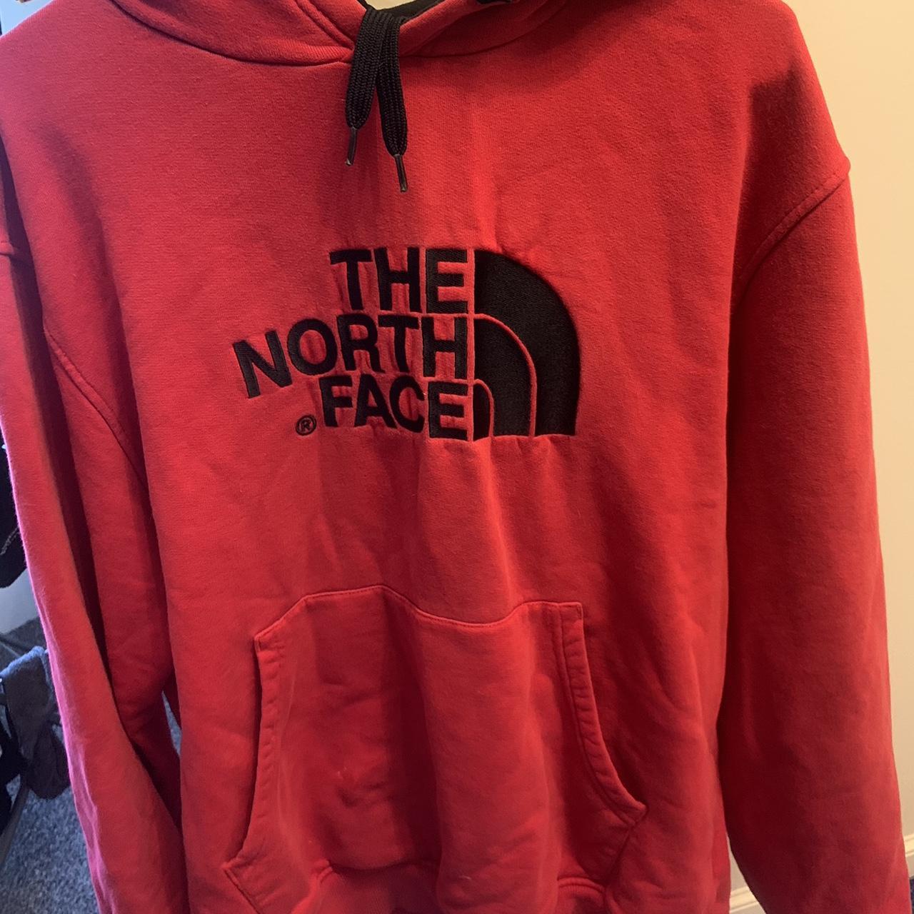 North face red sale box logo hoodie