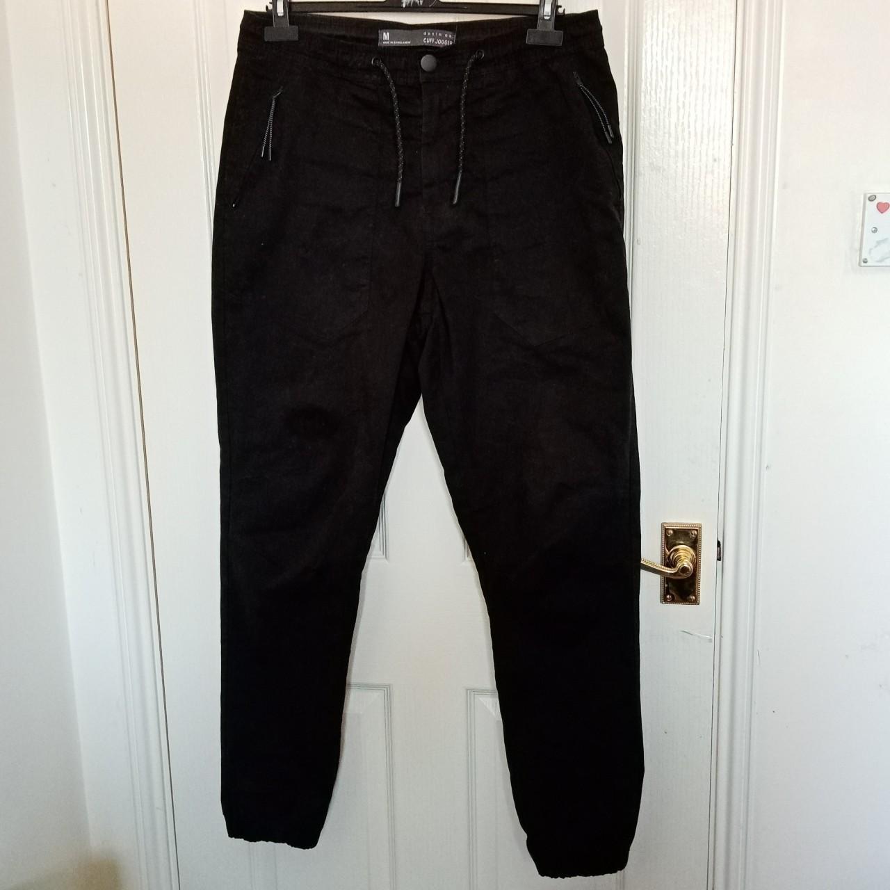 Men's primark black cuffed joggers. Has drawstring... Depop