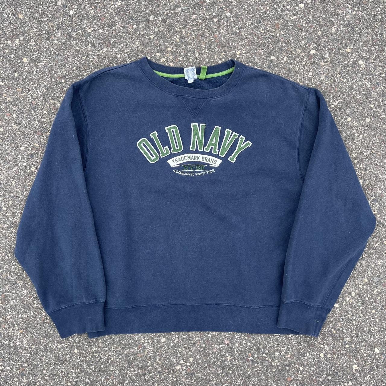 Old Navy Men's Navy and Green Sweatshirt | Depop