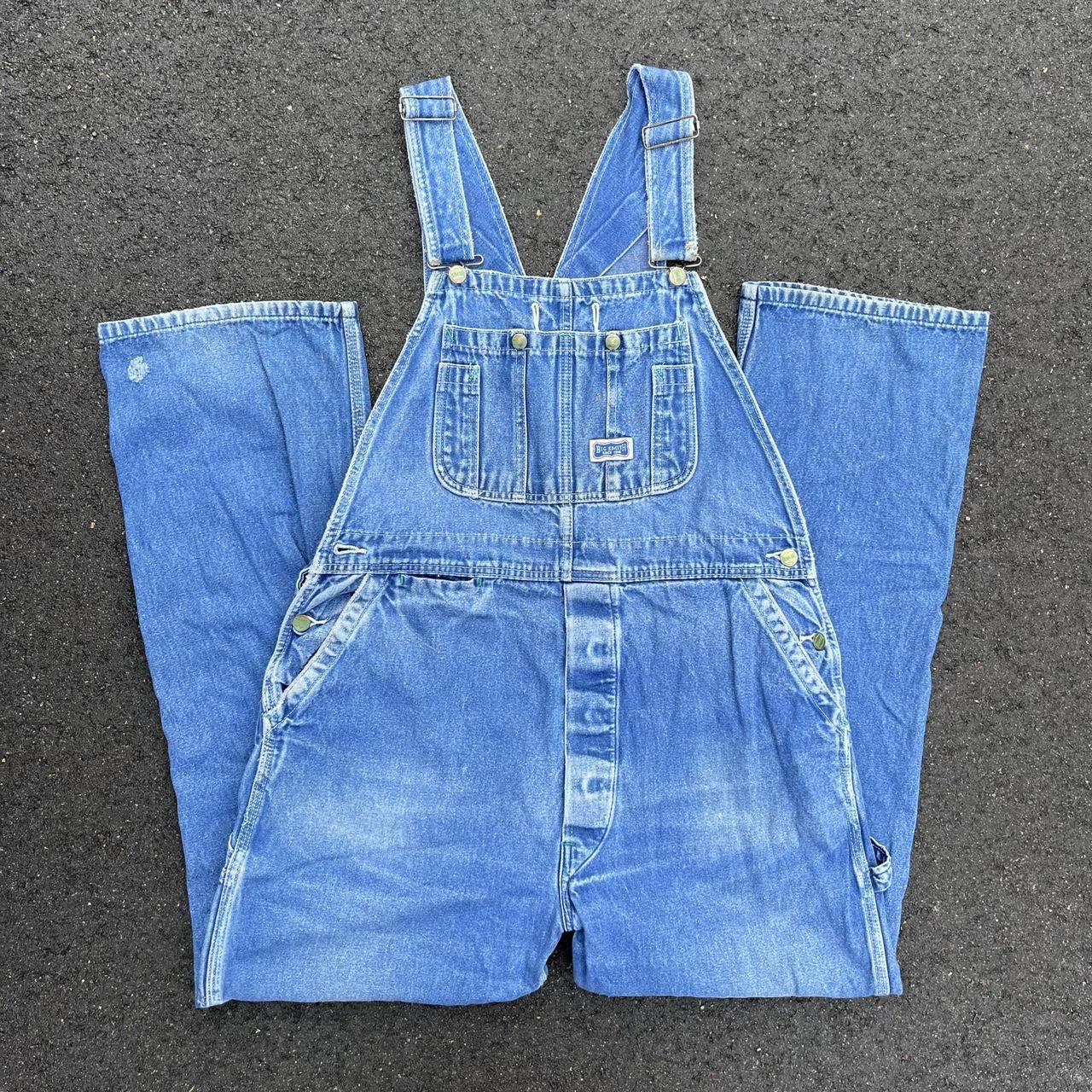 Big Smith Overalls Size 38/32 Medium wash denim Good - Depop