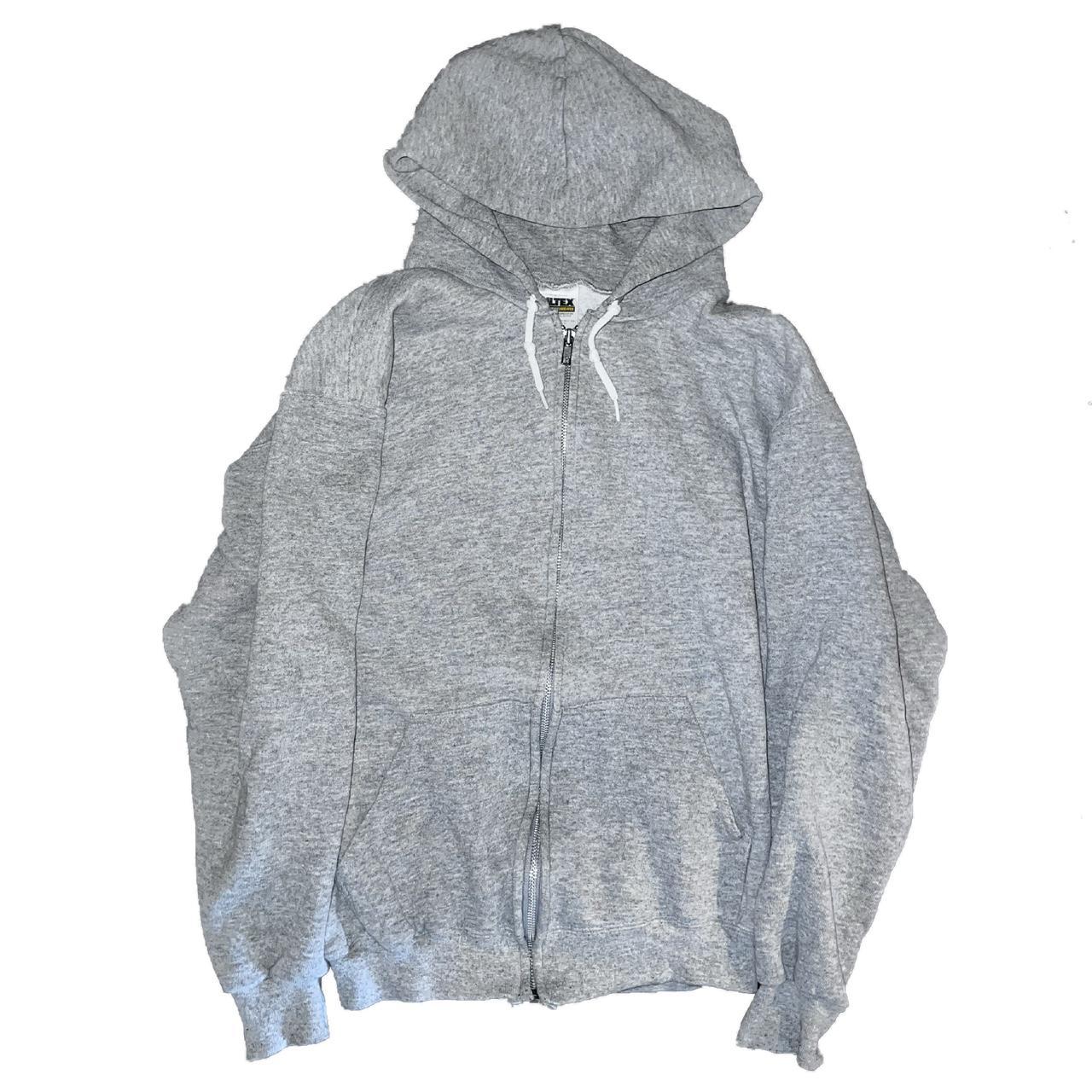 Vintage 90s / y2k boxy skater Tultex zip up grey... Depop