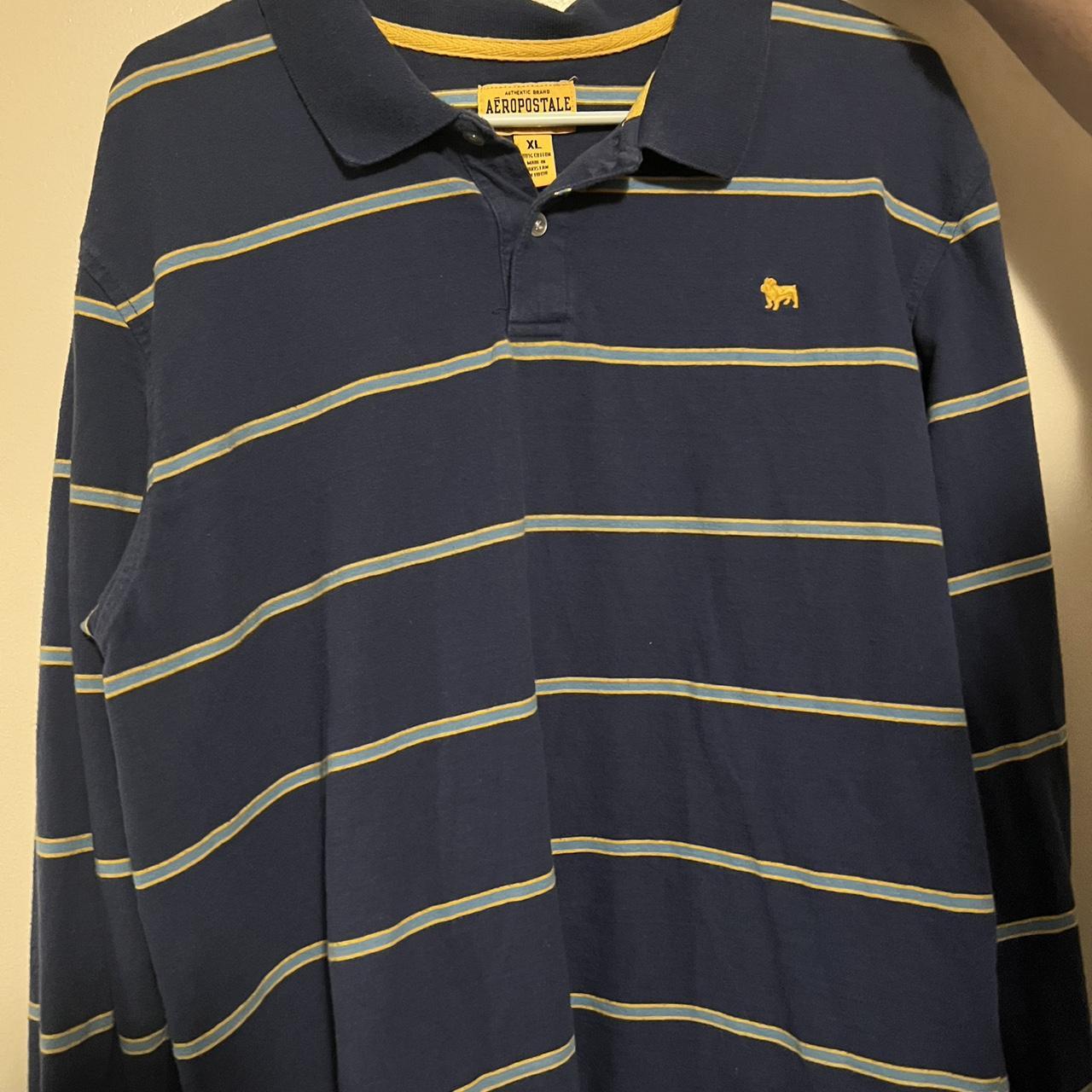 Aeropostale Men's Blue and Yellow Polo-shirts | Depop