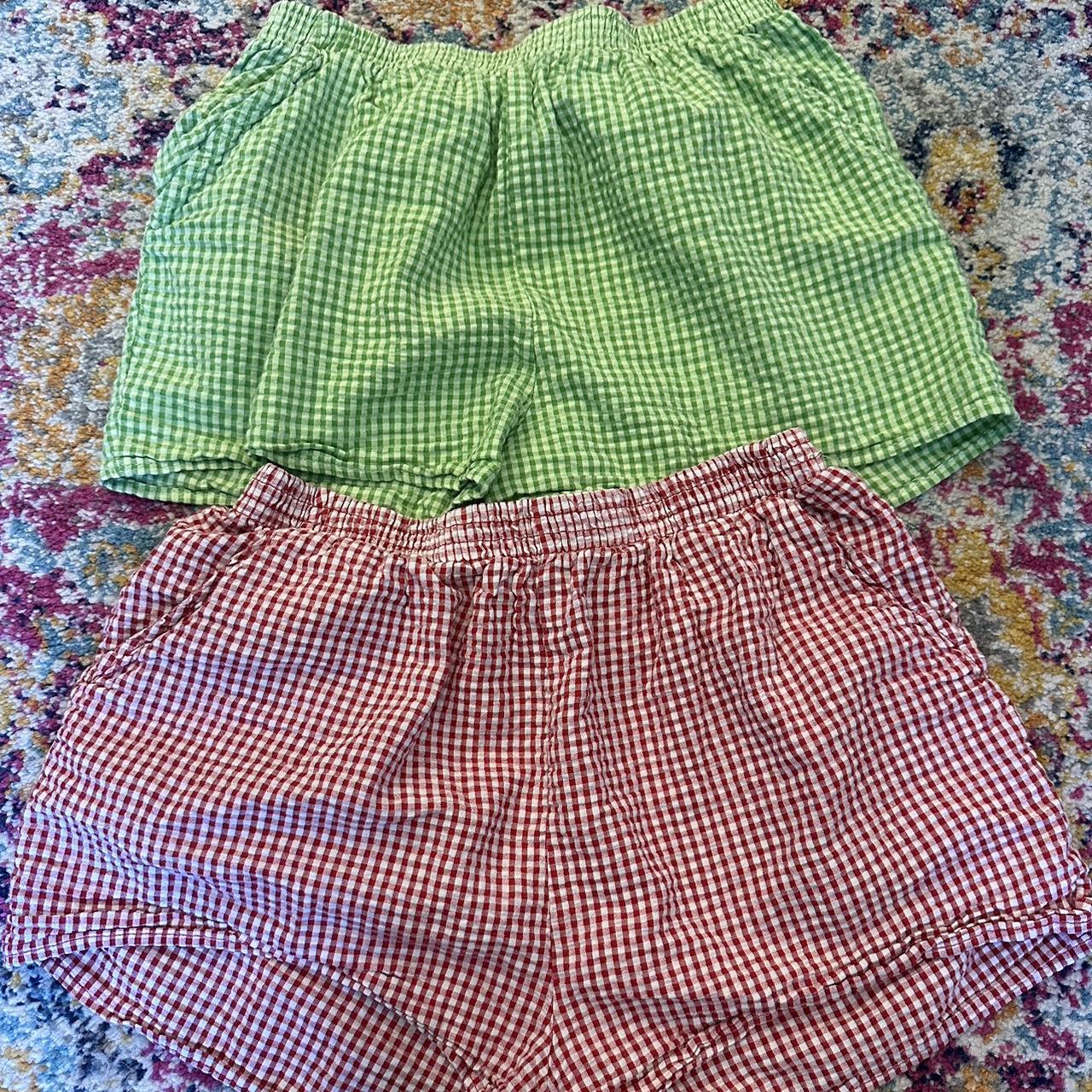 Urban Outfitters Women's Red and Green Shorts | Depop