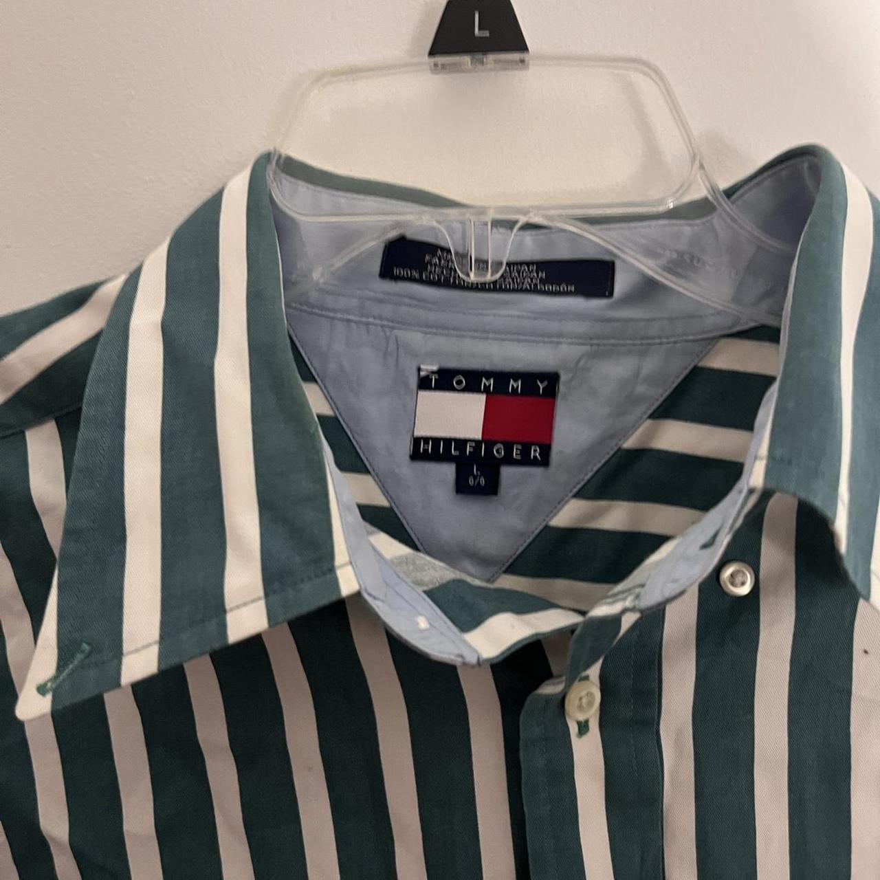 Tommy Hilfiger Men's Green and White Shirt (2)