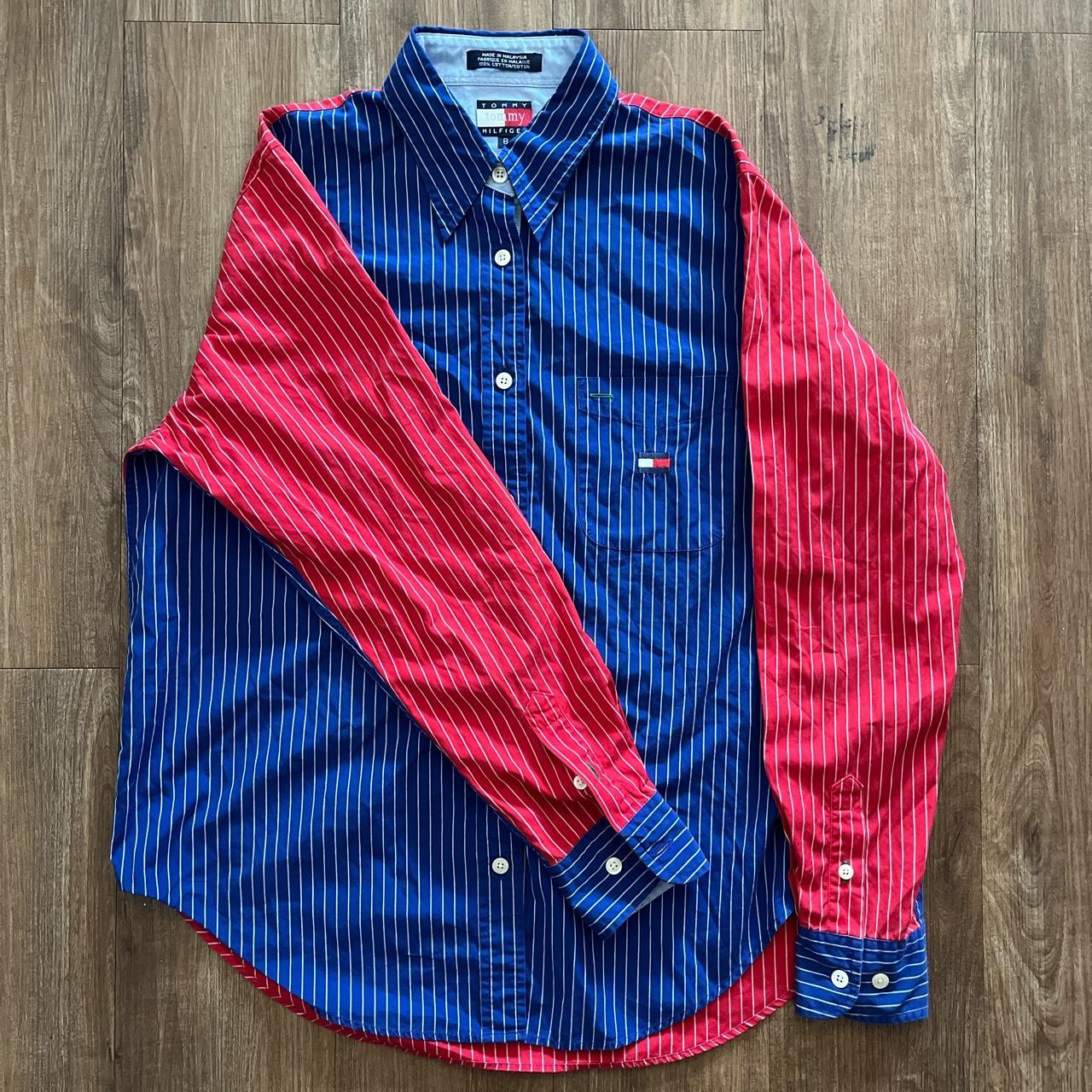 Tommy Hilfiger Men's Red and Blue Shirt