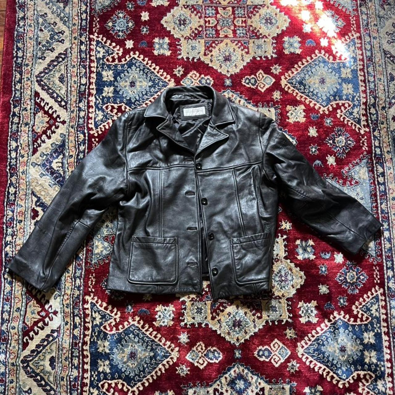 Jones new york black leather jacket hotsell