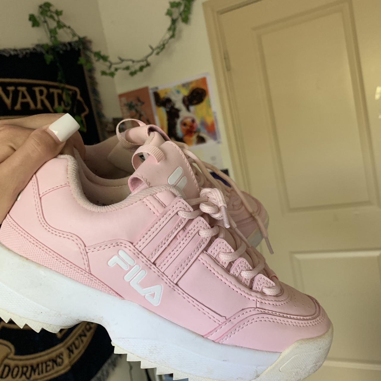 Pink fila sneakers Size 7 Price negotiable Send. Depop