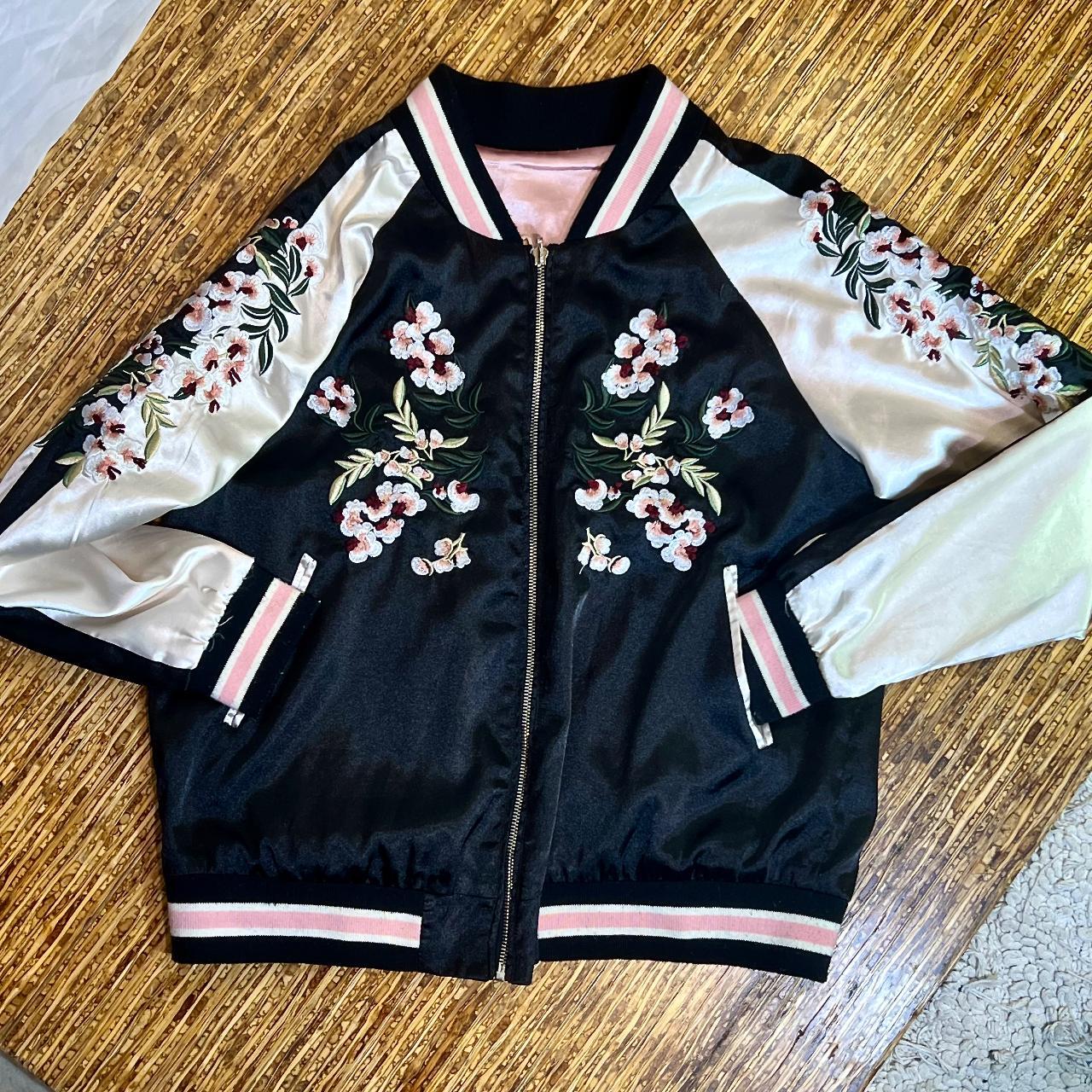 Reversible bomber jacket - Black/White floral