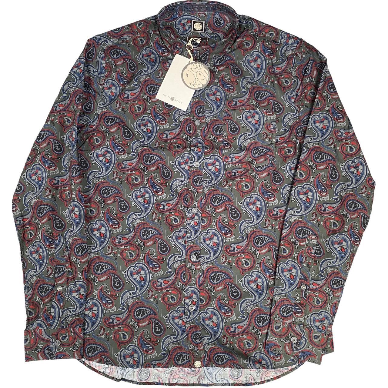 pretty green slim fit paisley print shirt