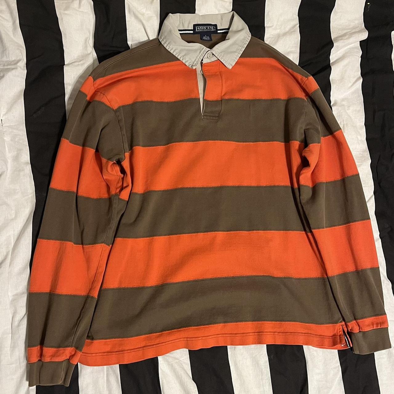 L Vintage Lands’ End Rugby Shirt 100% Cotton No... - Depop