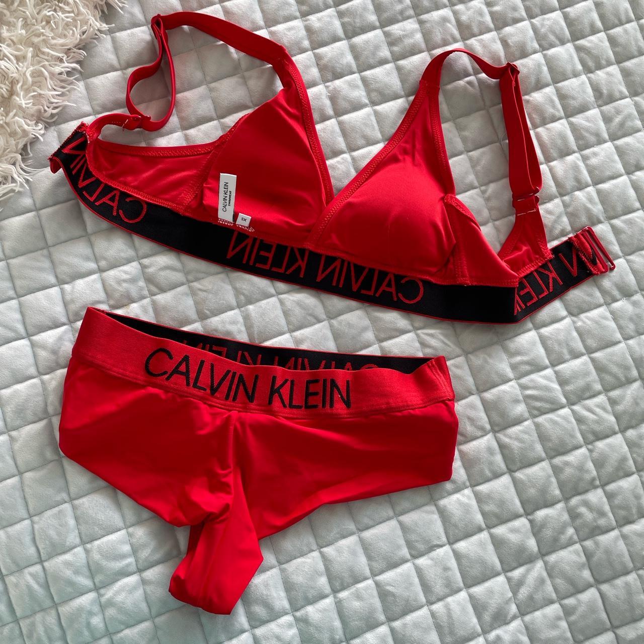 Calvin Klein Women's Red Bikini-and-tankini-bottoms | Depop