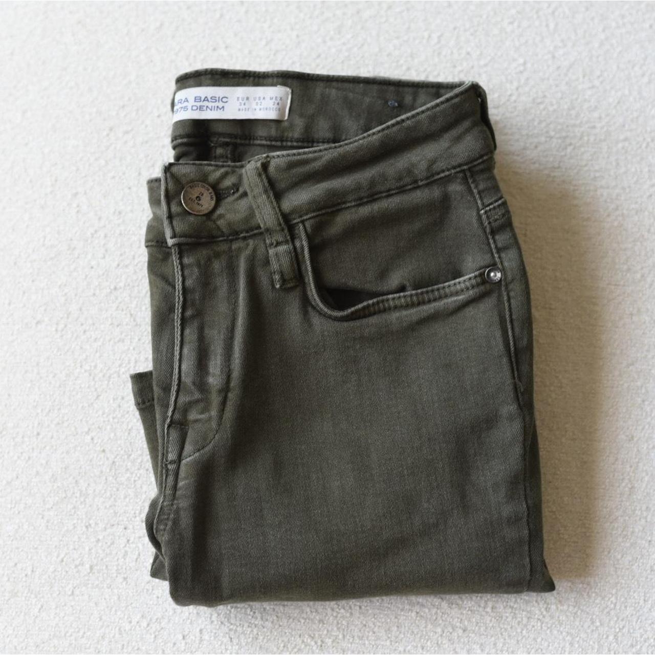 Zara Forest Green Basic Z1975 Denim Jeans