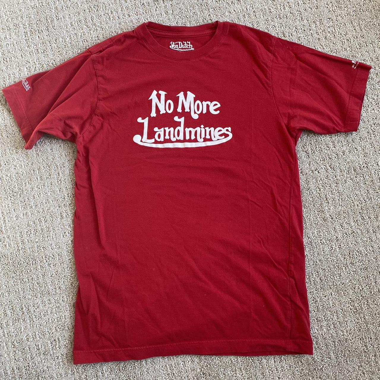 Red Von Dutch No More Landmines Red Tee Vintage... - Depop