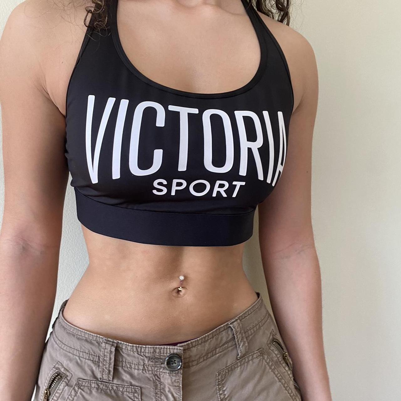 Victoria Sport White Lettering Black Racerback