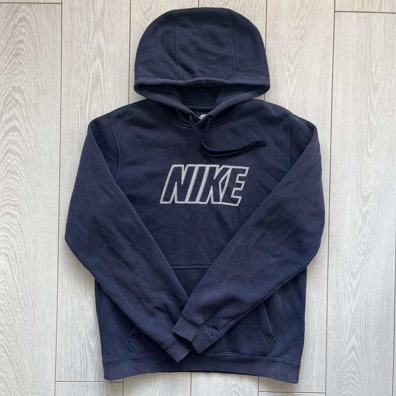 Nike Y2K vintage embroidered hoodie ️Colour - navy... - Depop