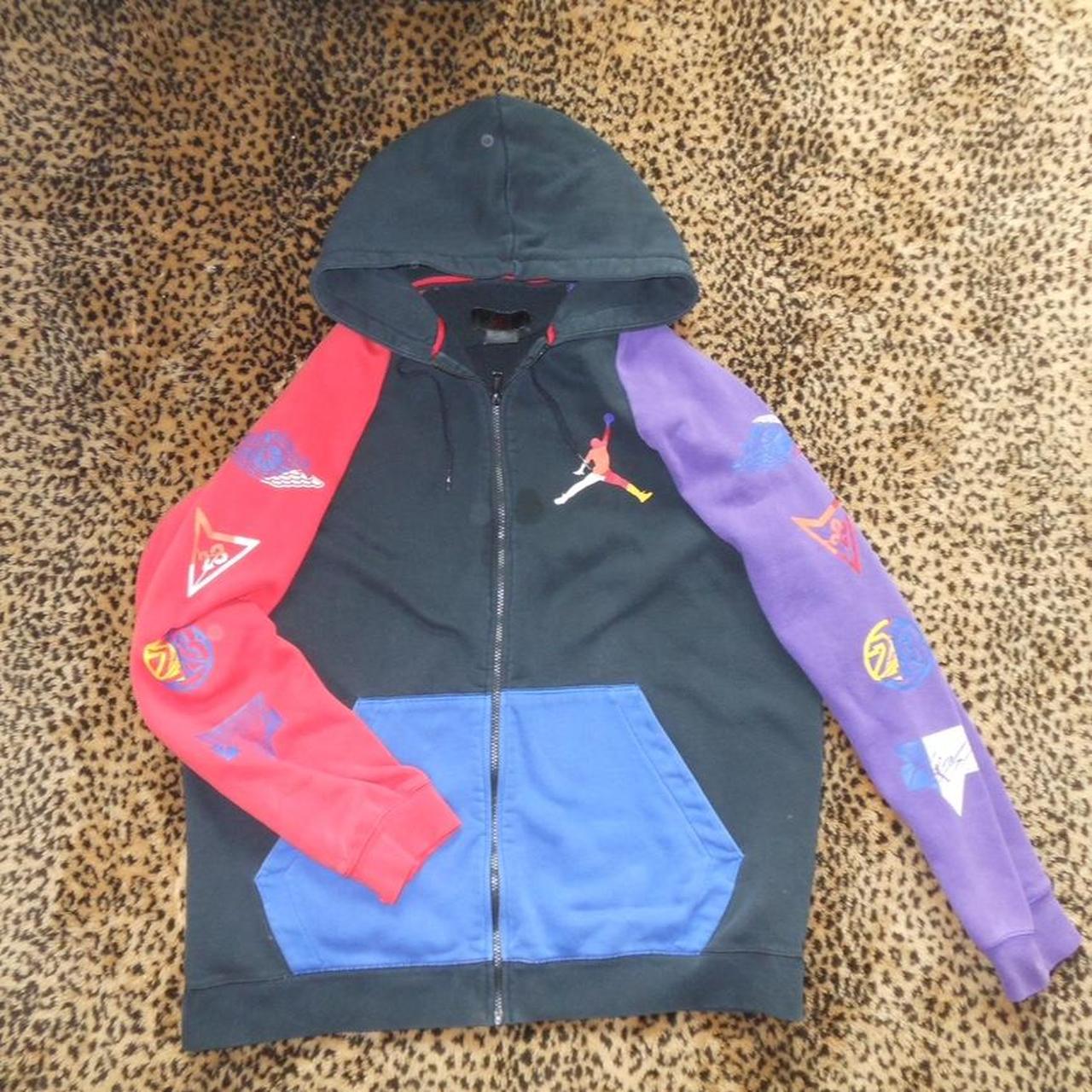 red and blue jordan hoodie