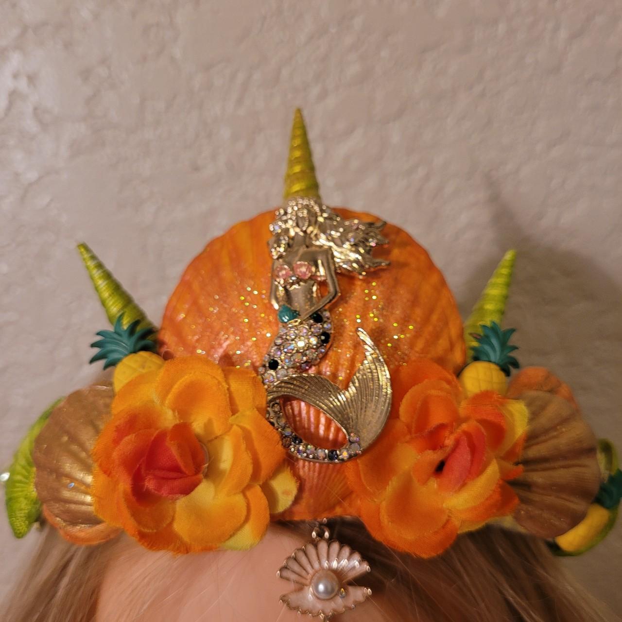 Mermaid popular crown , Tourqoise and gold seashell