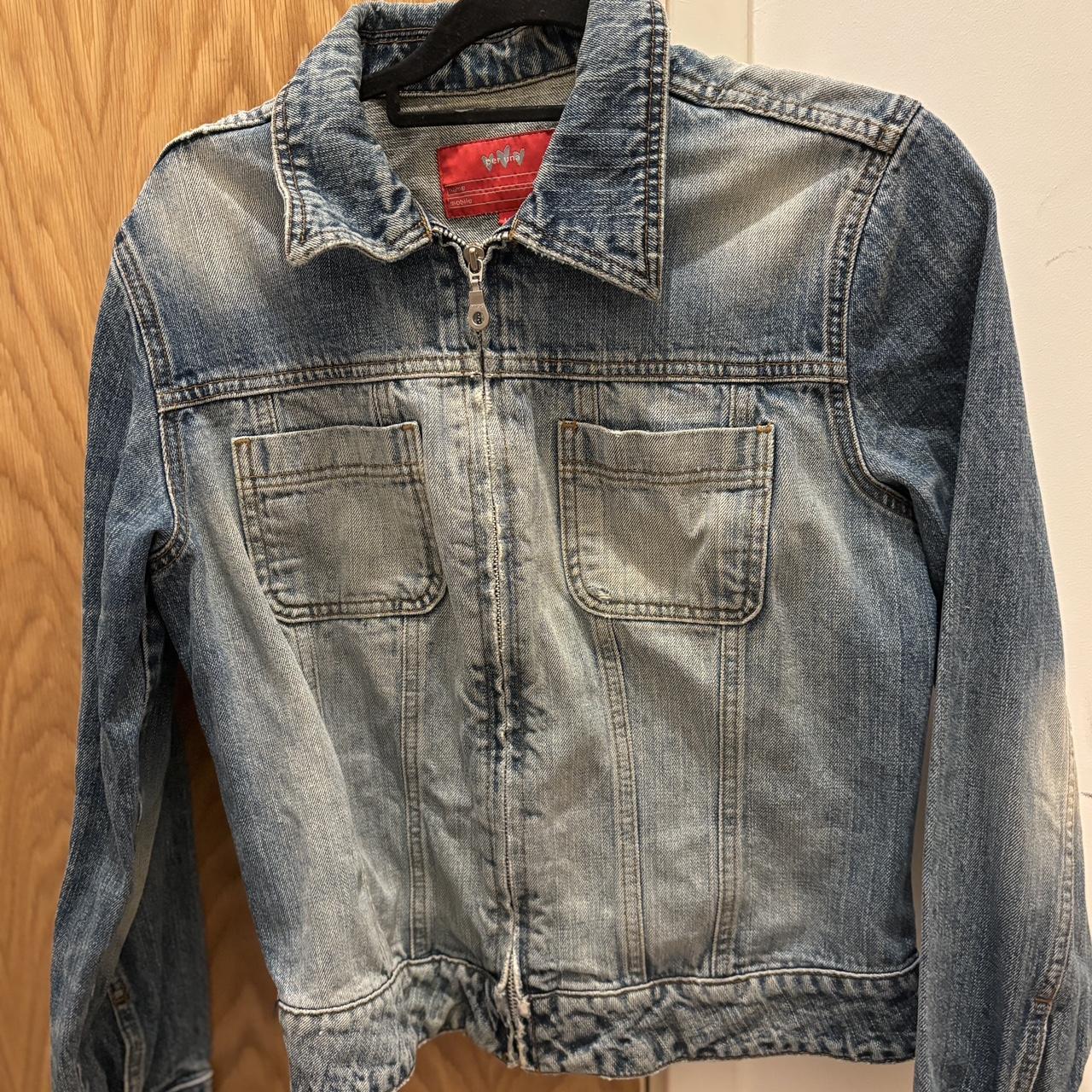 Vintage per Una Blue denim jacket with zip Says uk