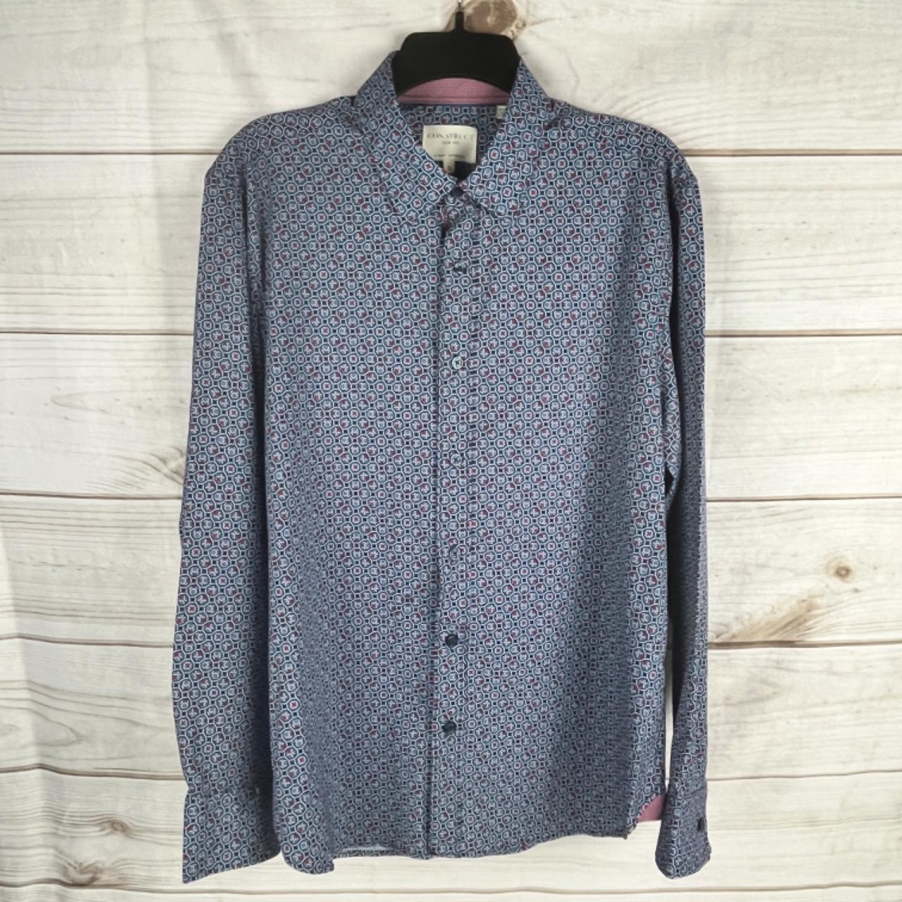 CON.STRUCT Men's Large L Button Up Shirt Slim Fit... - Depop